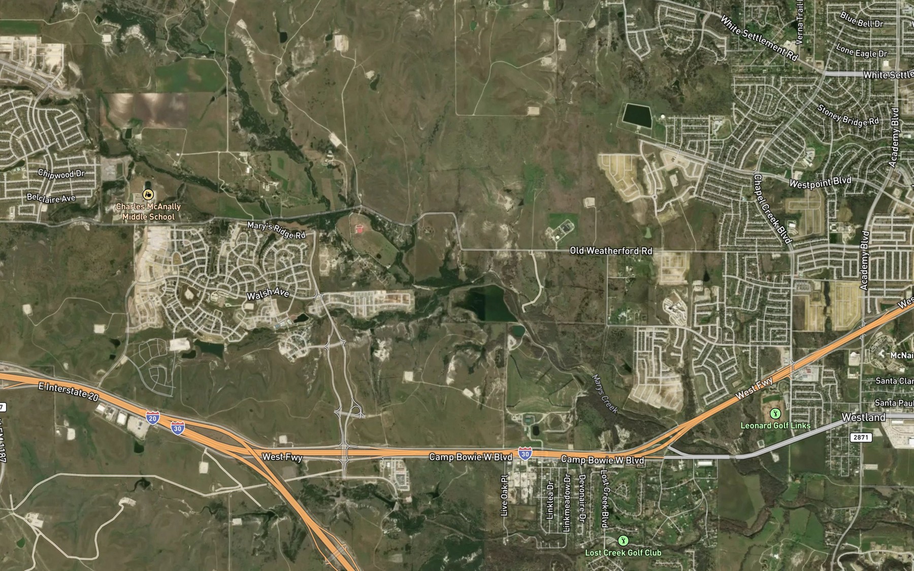 Satellite map of the Patterson Branch
