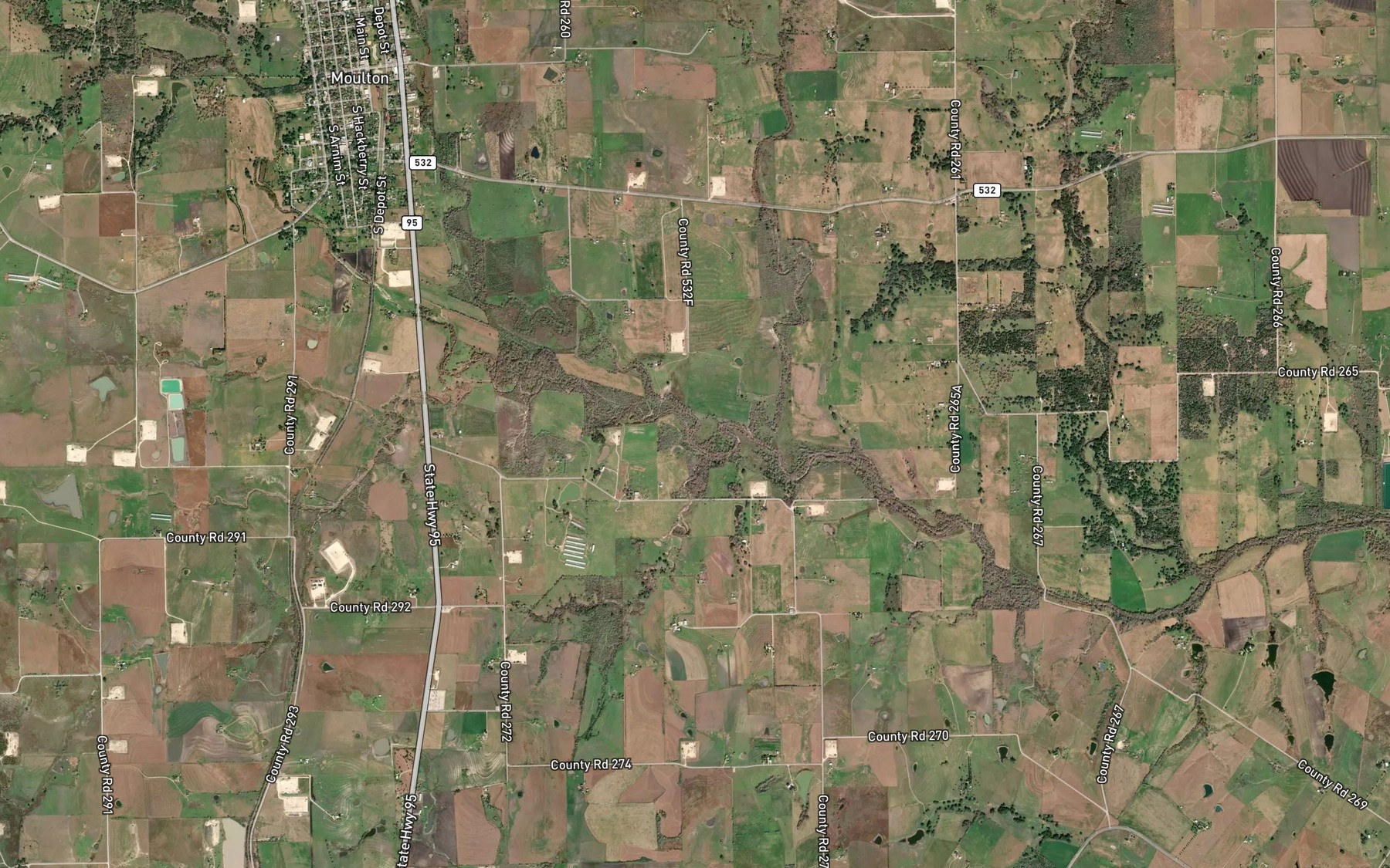 Satellite map of the West Prong Lavaca River