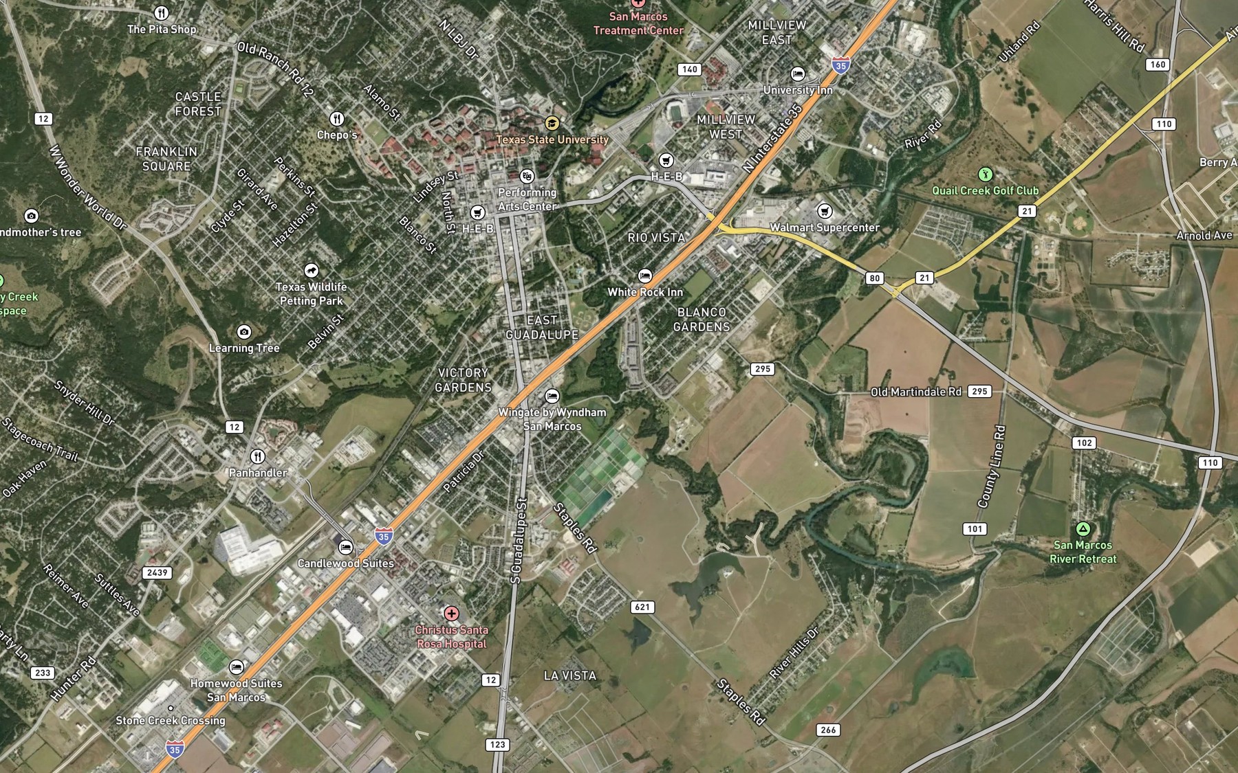 Satellite map of the Willow Springs Creek
