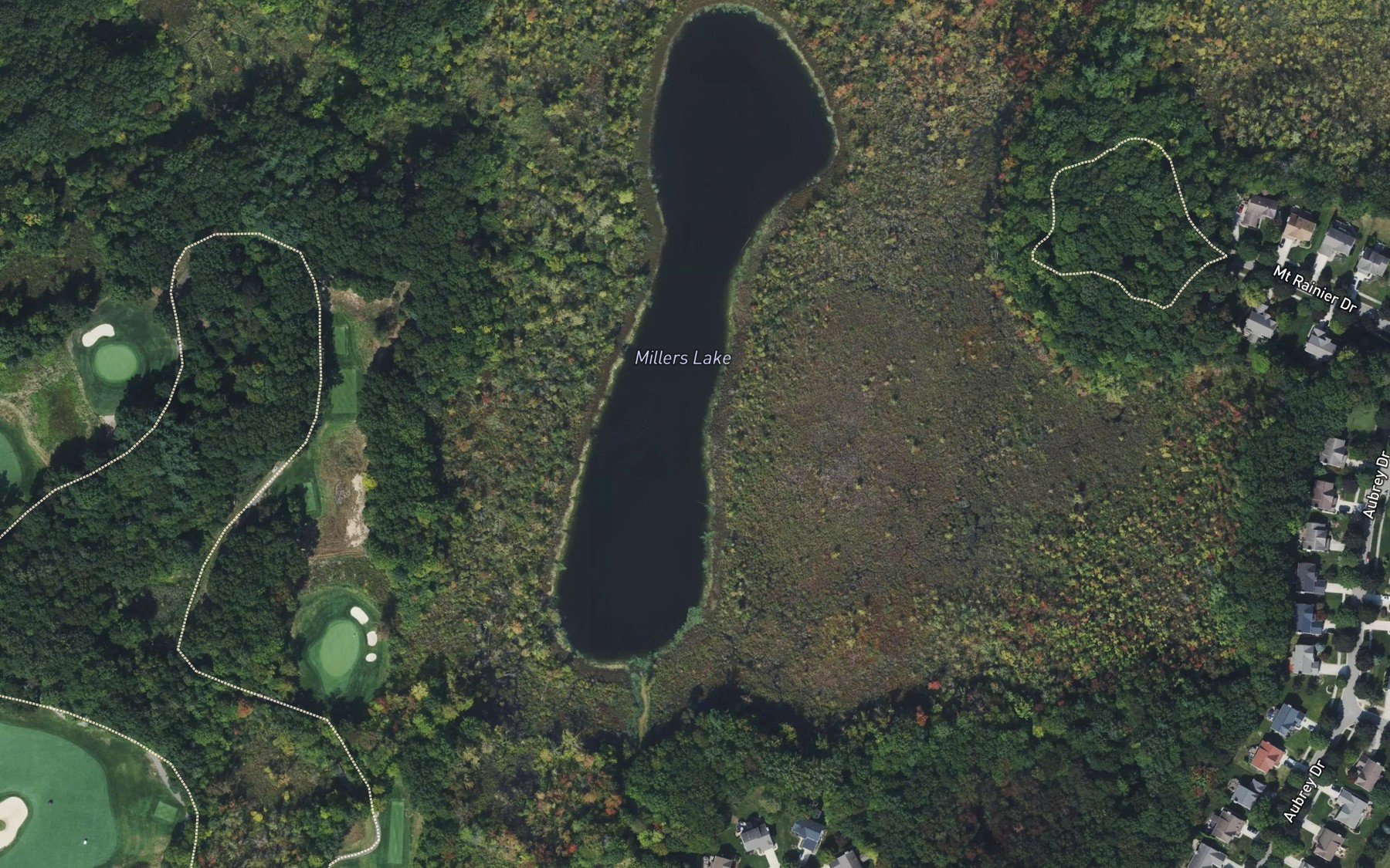 Satellite map of the Millers Lake
