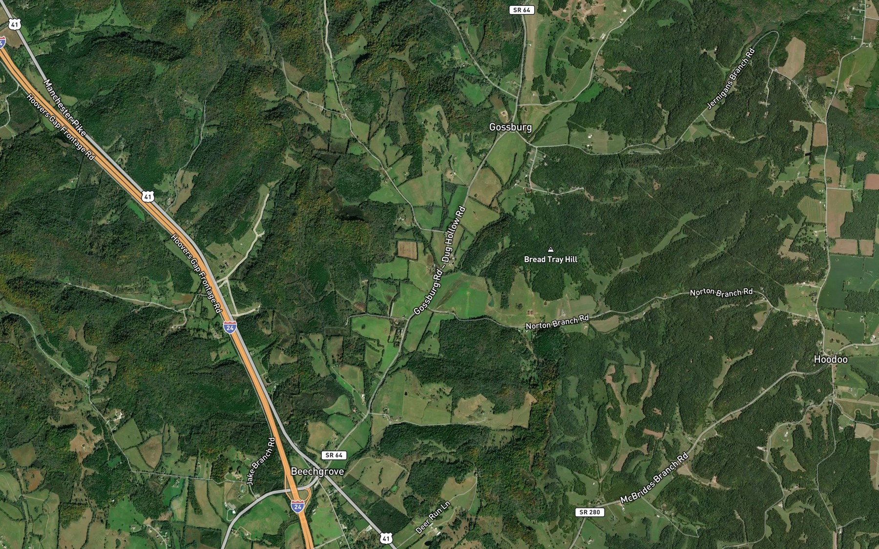 Satellite map of the Sutton Branch