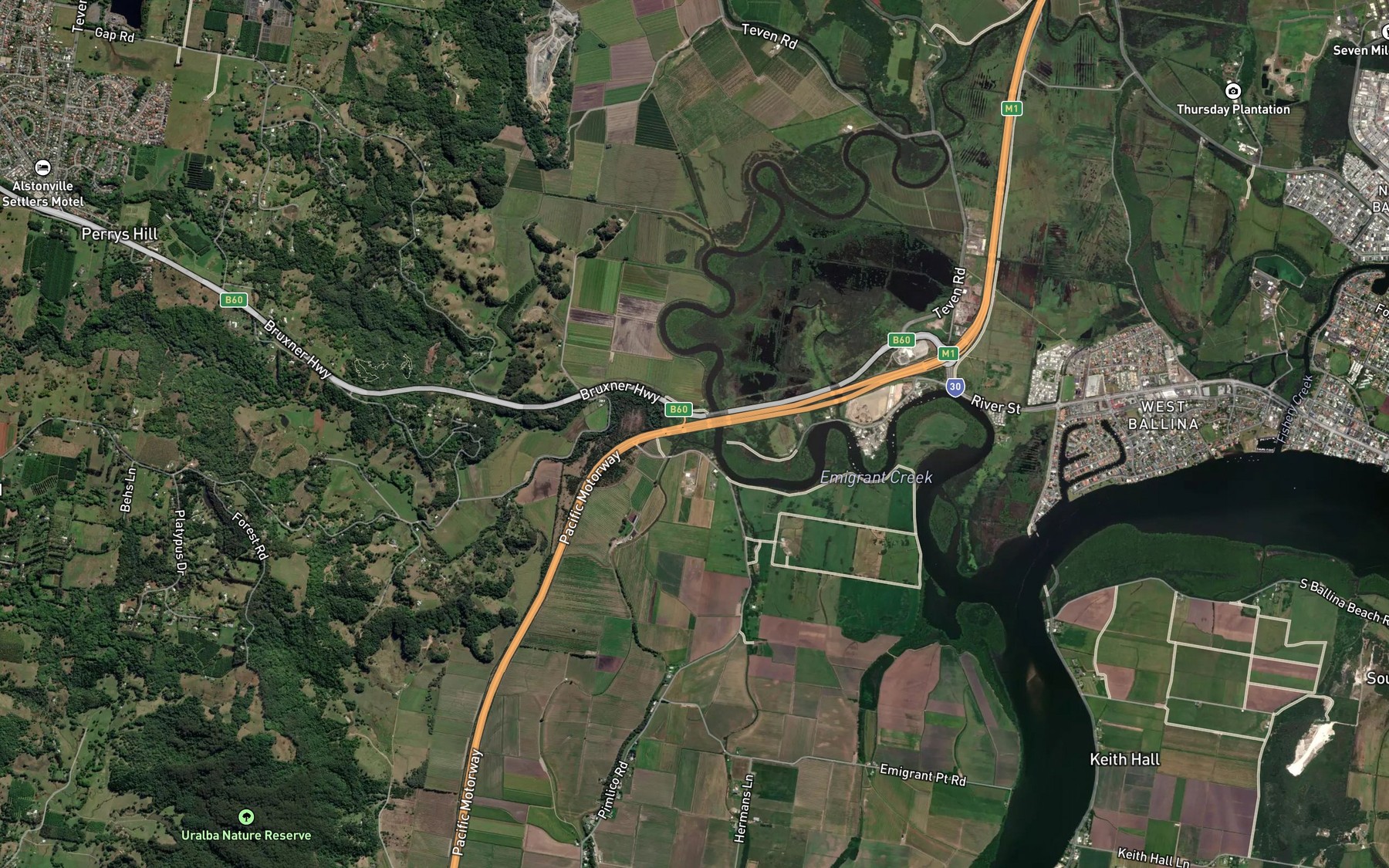 Satellite map of the Emigrant Creek