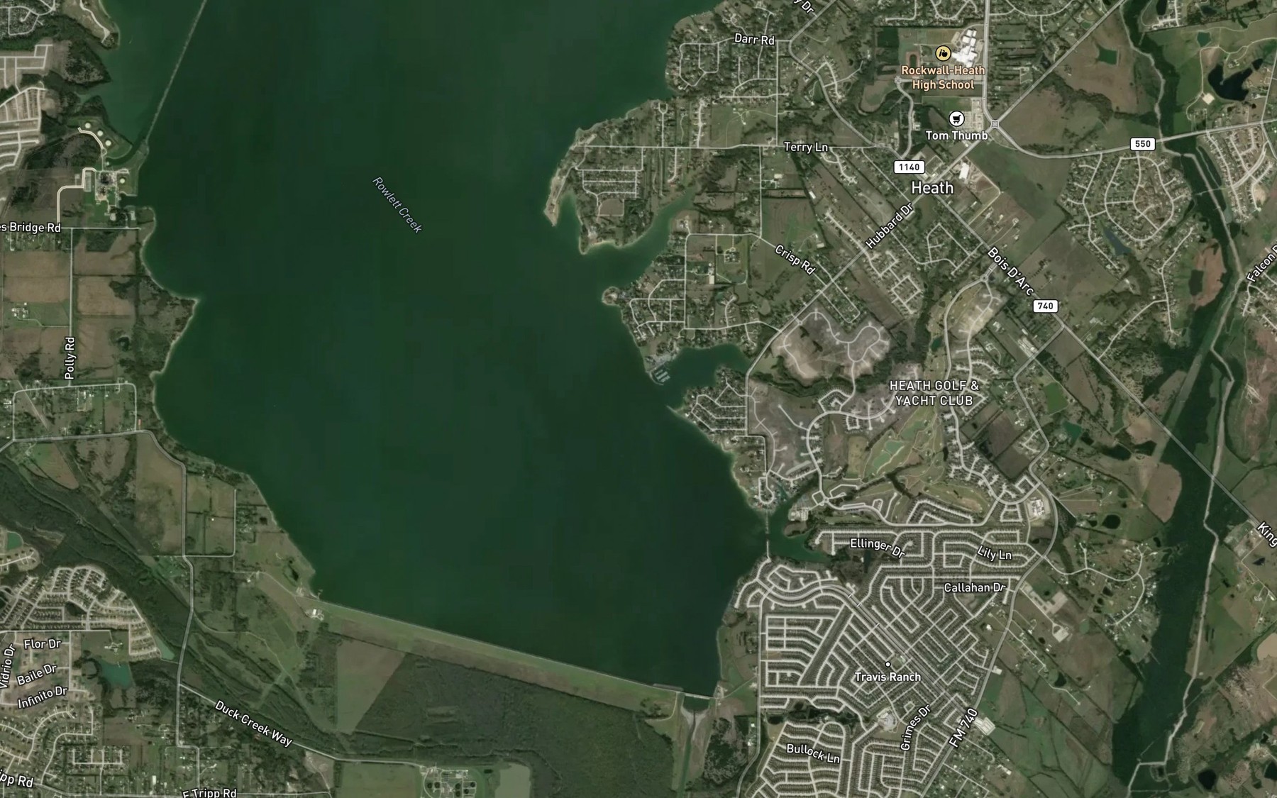 Satellite map of the Rush Creek