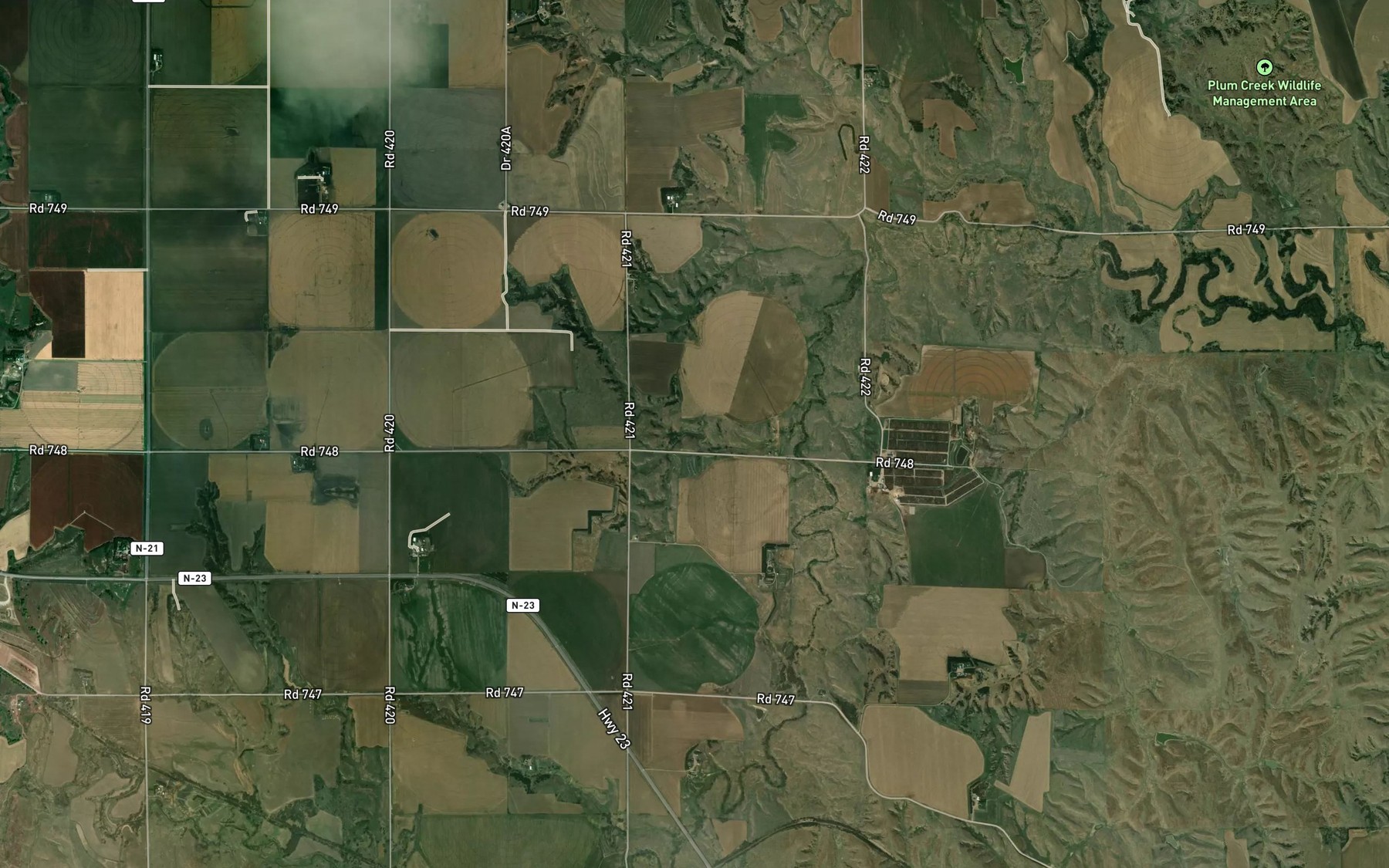 Satellite map of the Keller Reservoir
