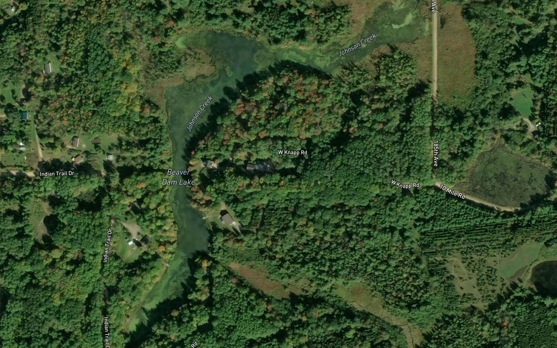 Satellite map of the Beaver Dam Lake
