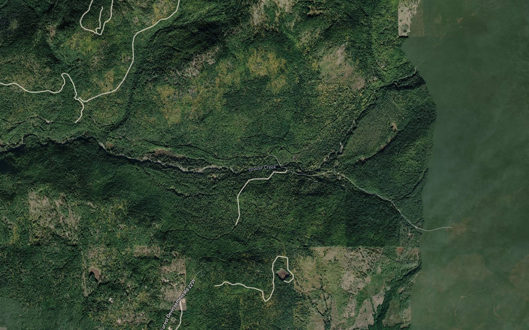 Satellite map of the Trespass Creek