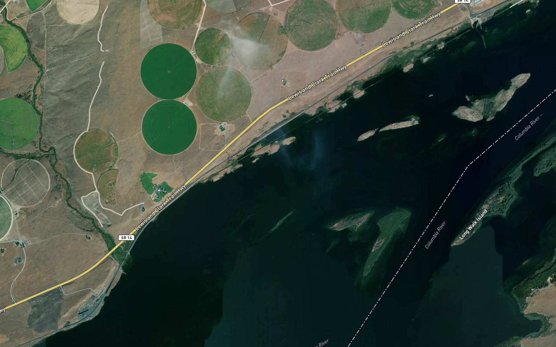 Satellite map of the North Channel Columbia River