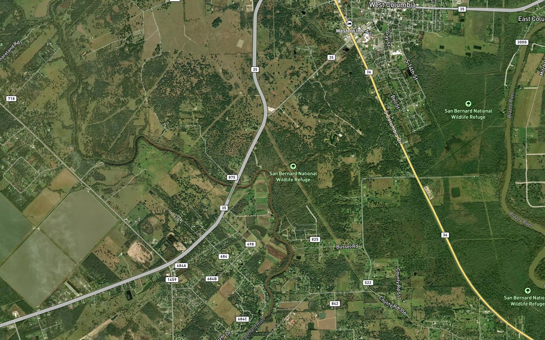 Satellite map of the Bell Creek