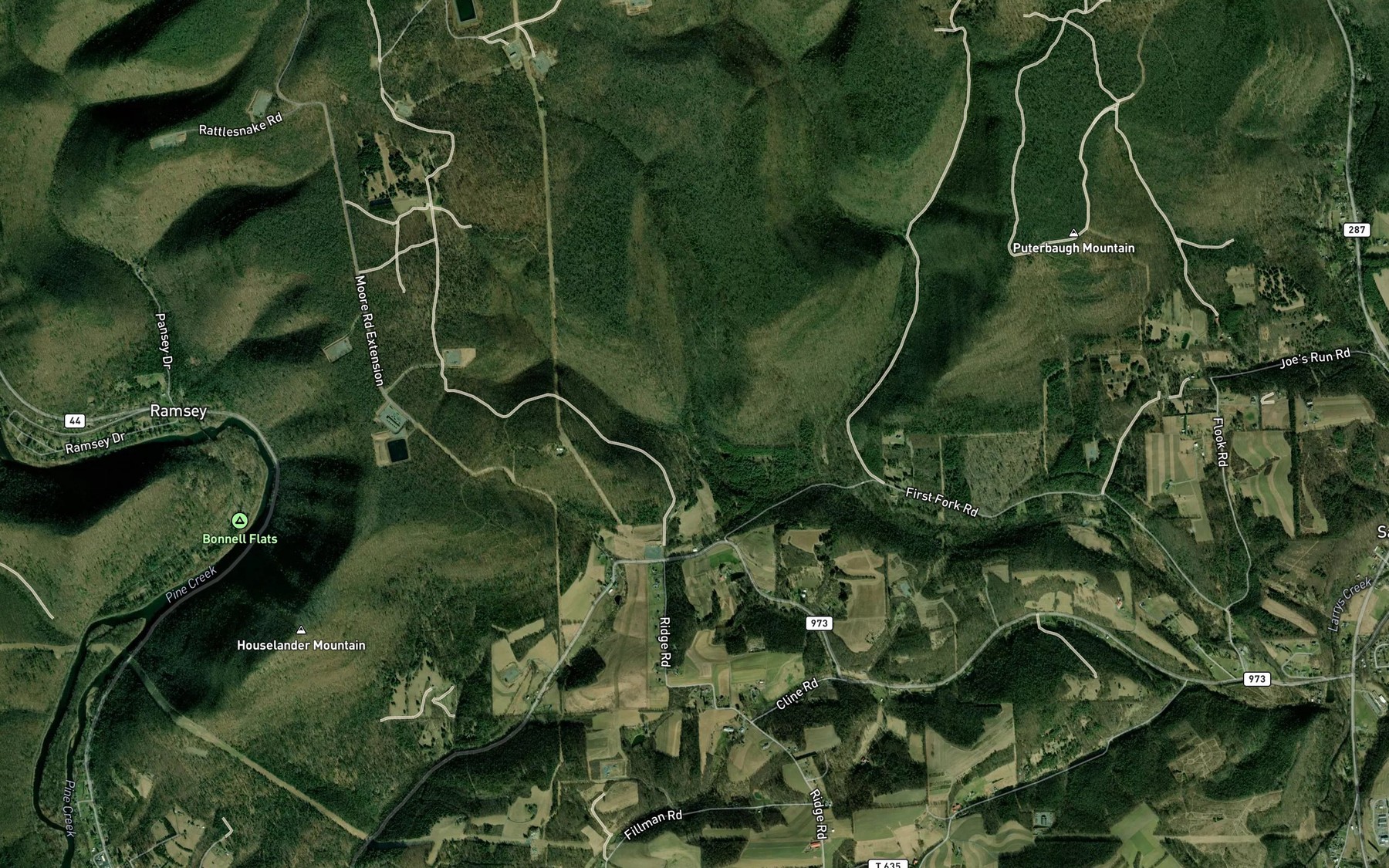 Satellite map of the Ritter Run