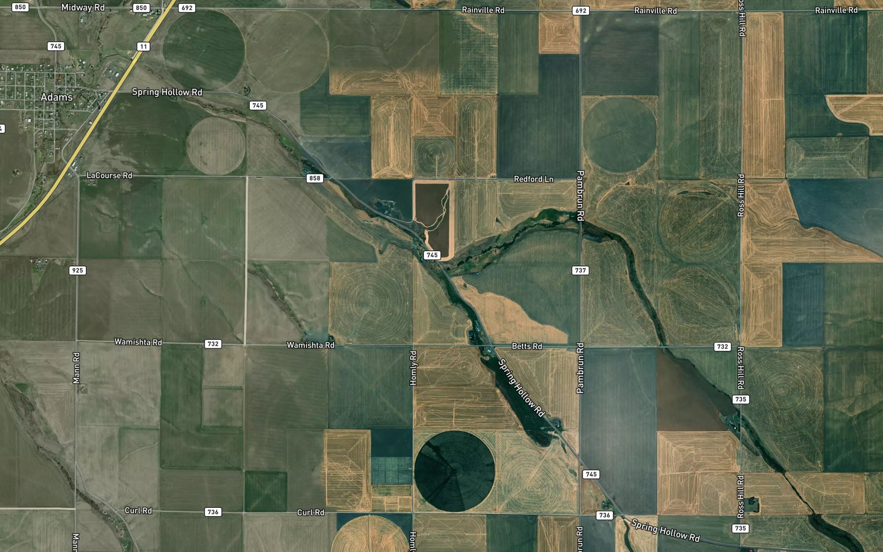 Satellite map of the West Fork Spring Hollow Creek