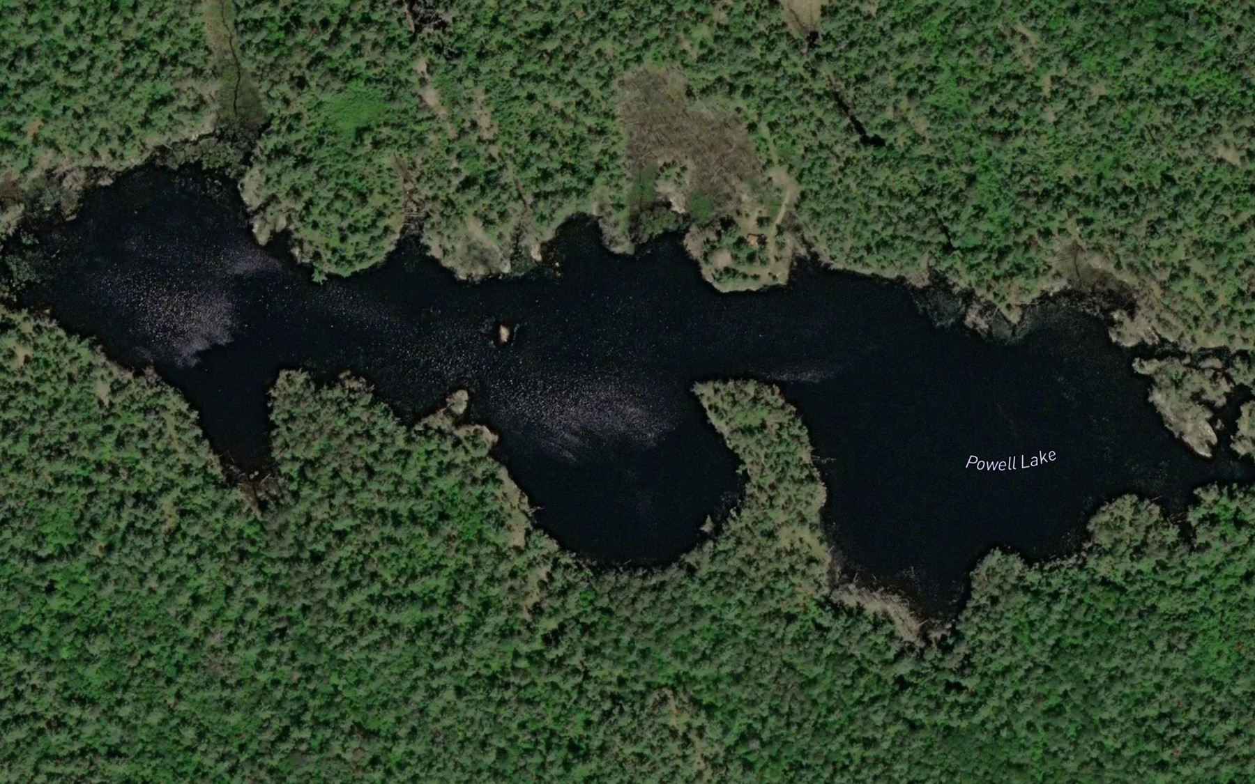 Satellite map of the Powell Lake