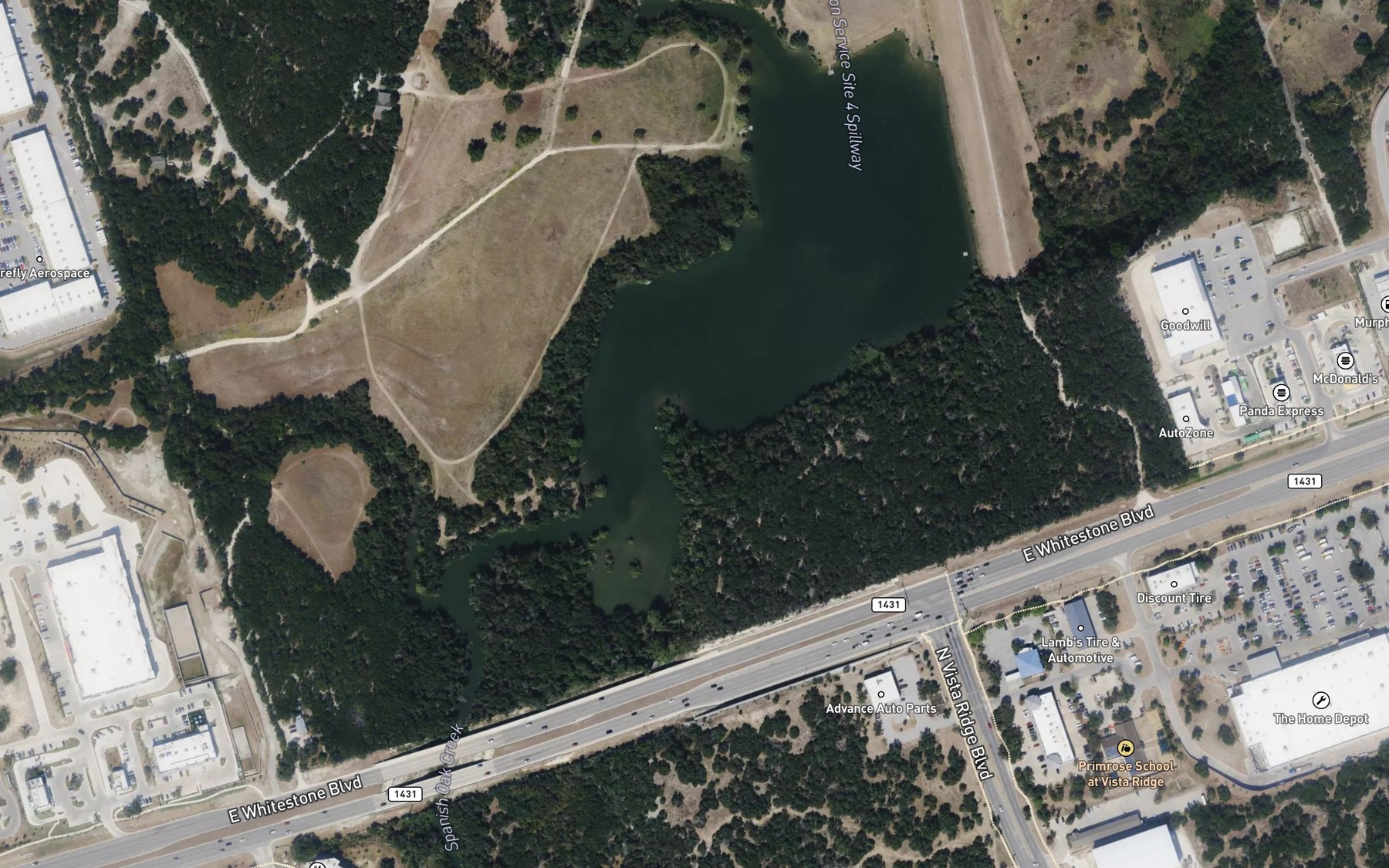 Satellite map of the Soil Conservation Service Site 4 Reservoir