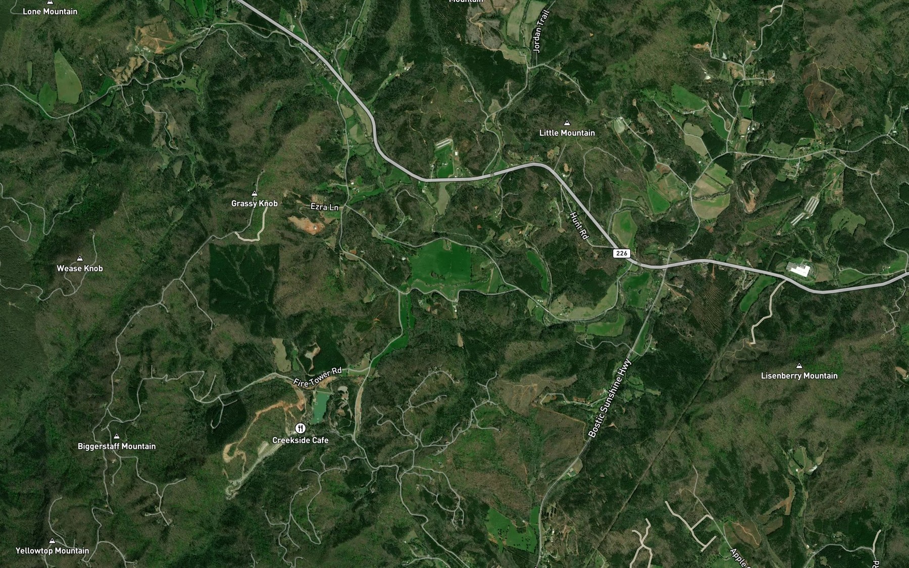 Satellite map of the Buck Hollow Branch