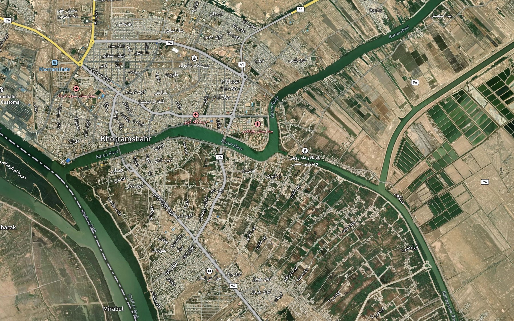 Satellite map of the Nahr-e Sevvom