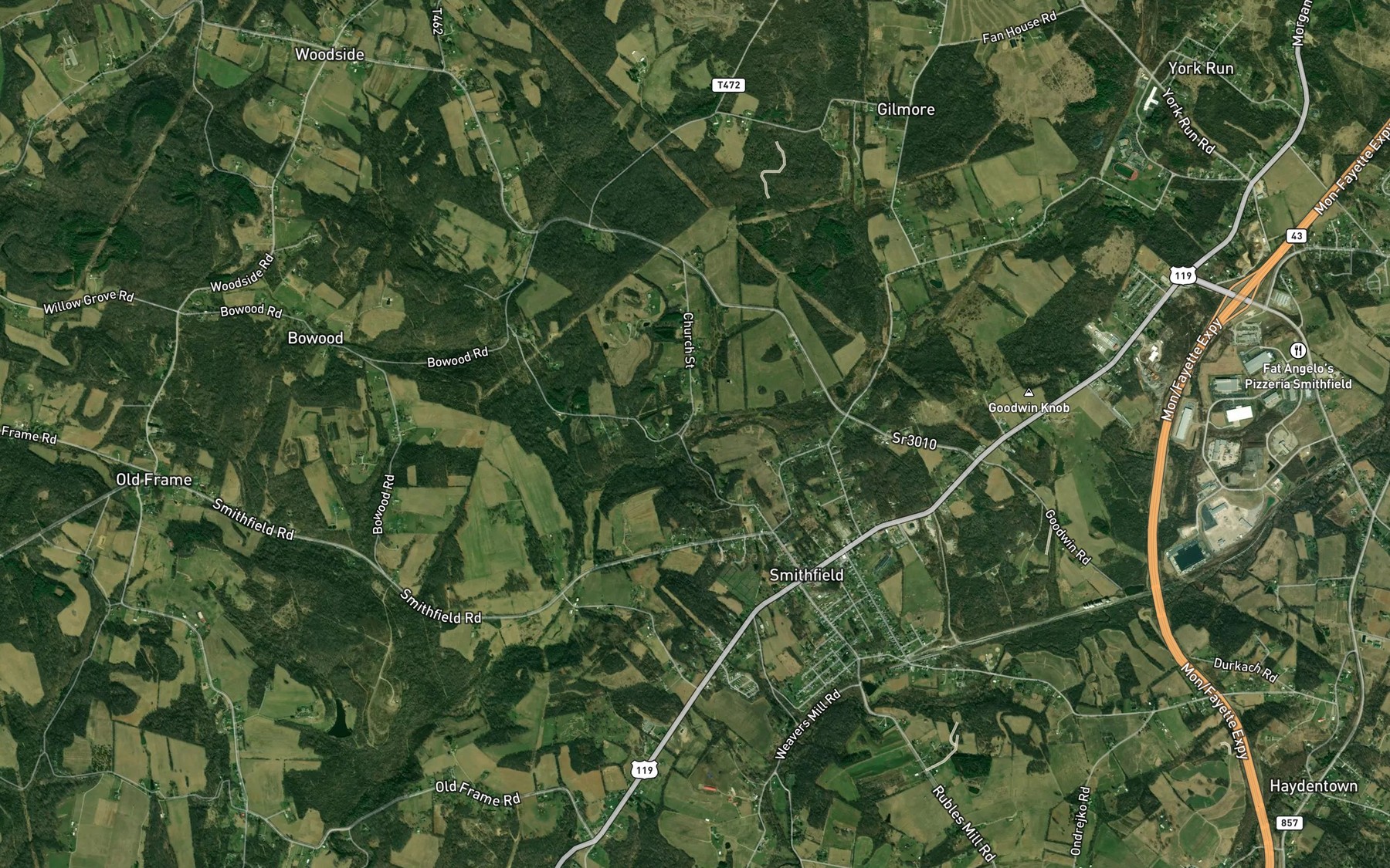 Satellite map of the Gossip Run