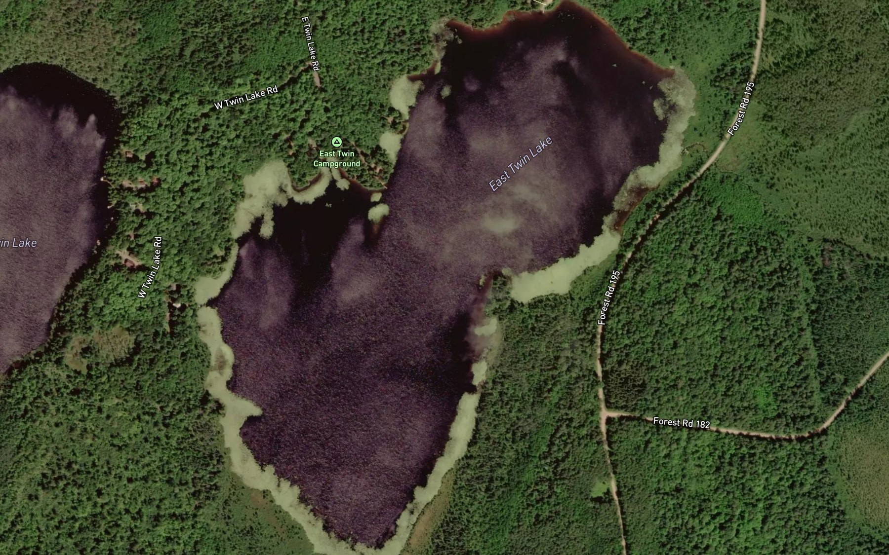 Satellite map of the East Twin Lake