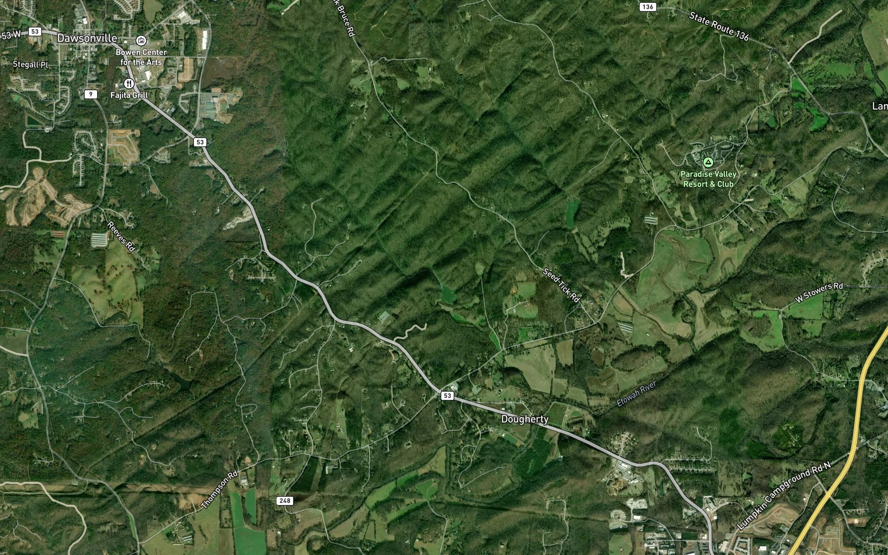 Satellite map of the Girl Scout Camp Echo Lake