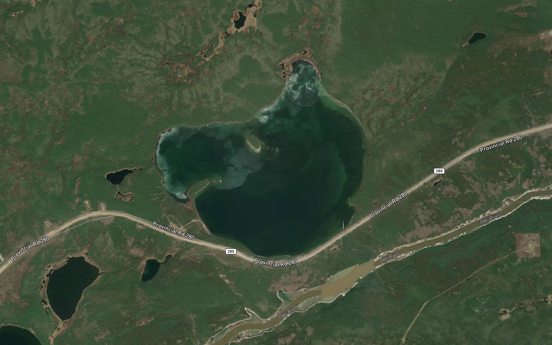 Satellite map of the Wasakamew Lake