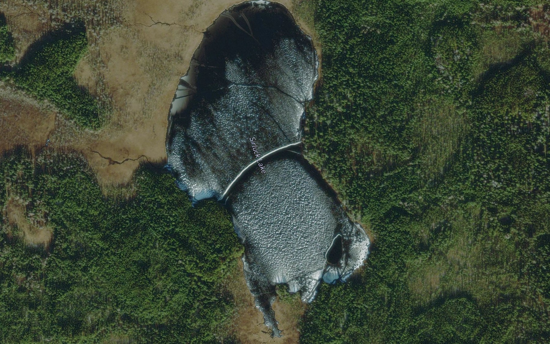 Satellite map of the Sirluck Lake