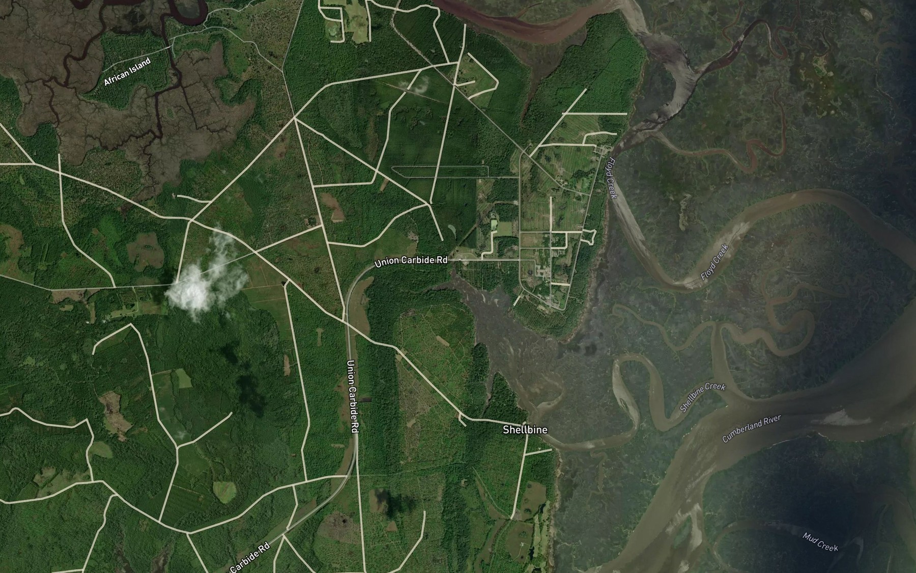 Satellite map of the Cottage Creek