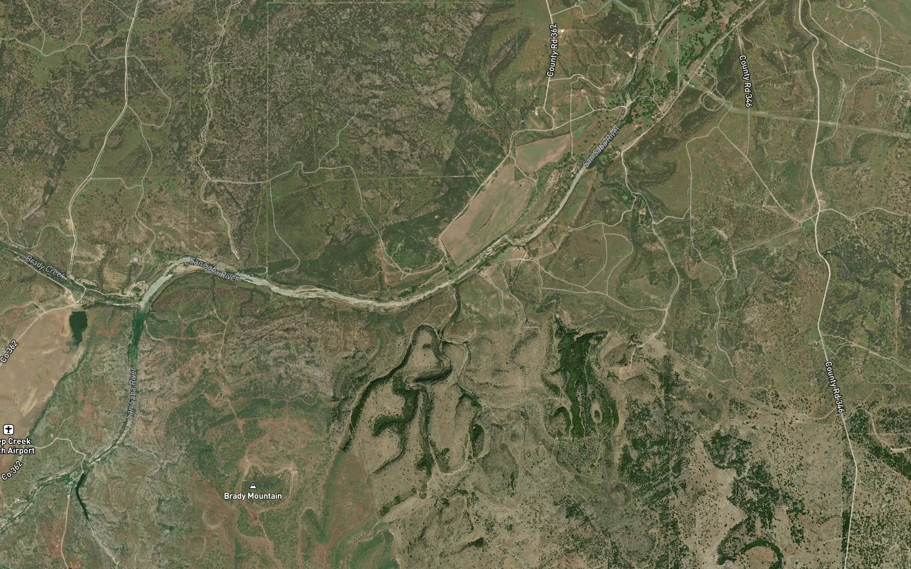 Satellite map of the Bluff Creek