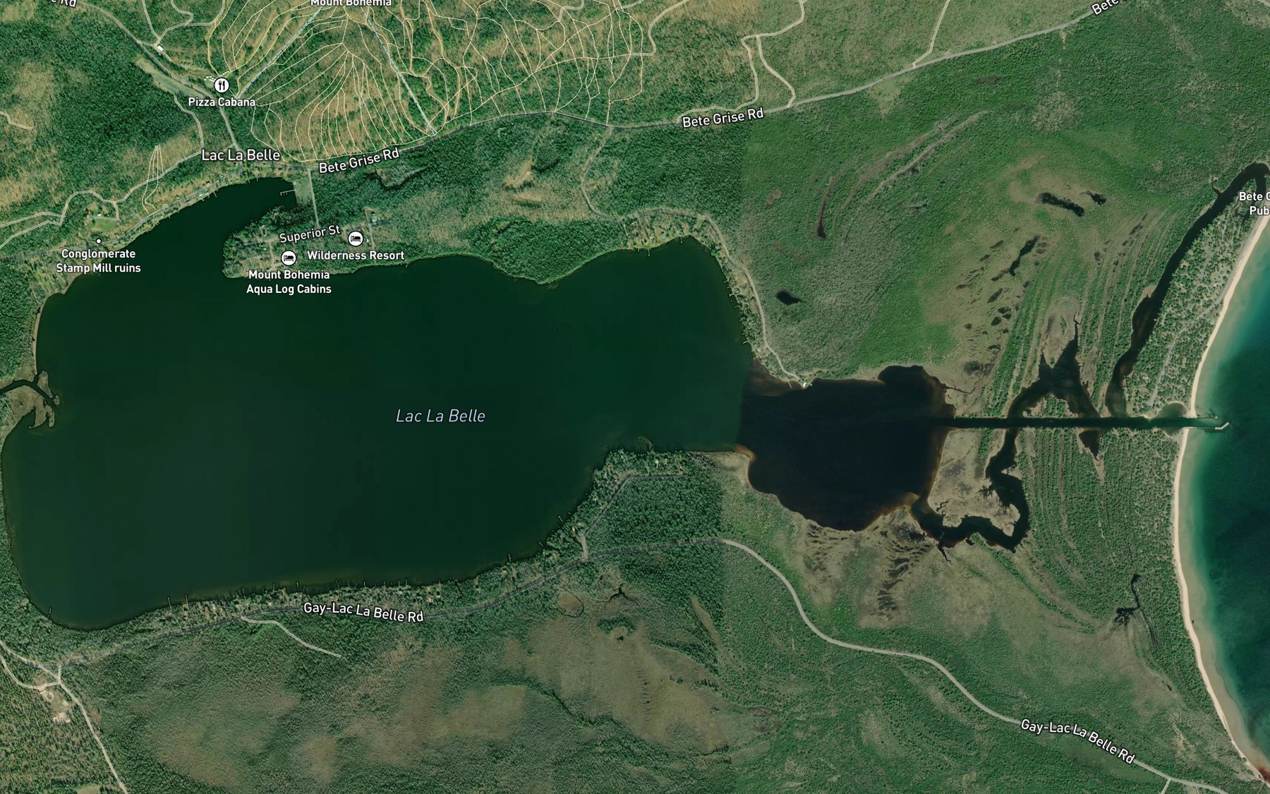 Satellite map of the Lac La Belle