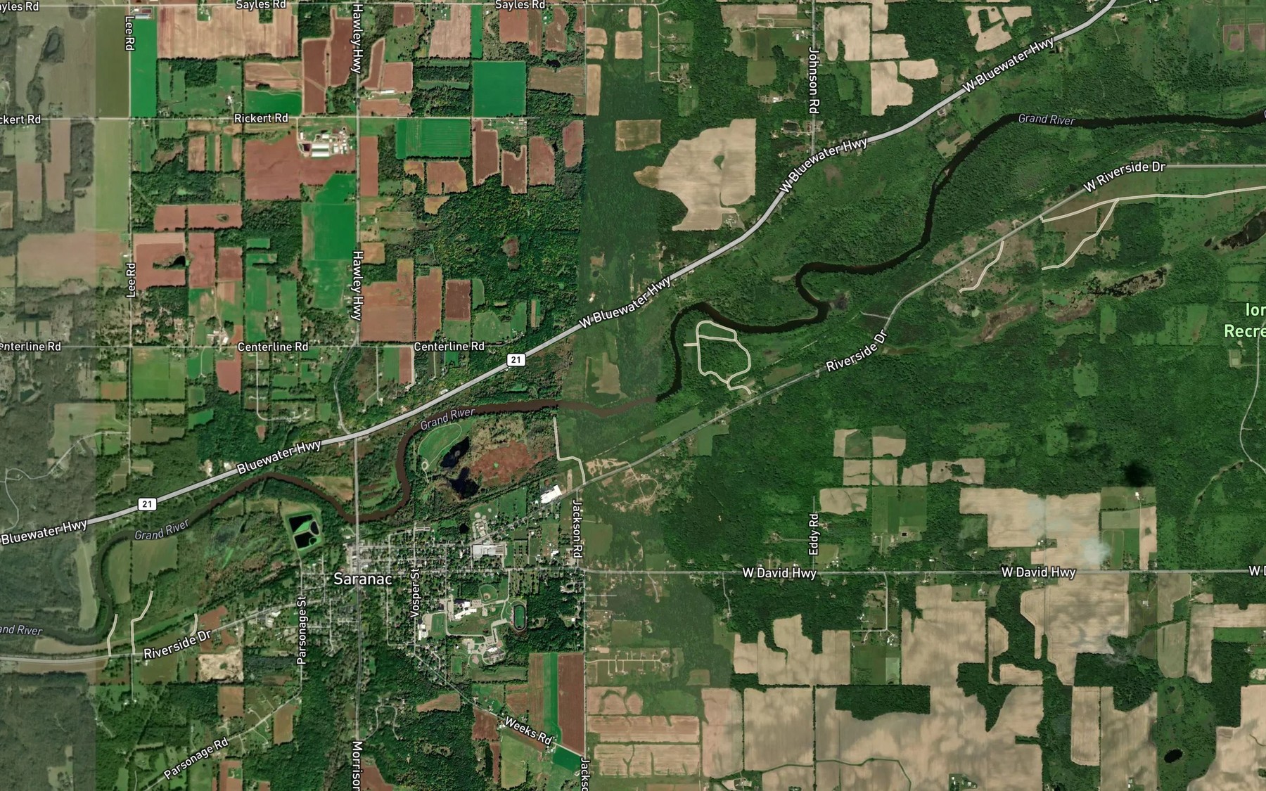 Satellite map of the Red Creek