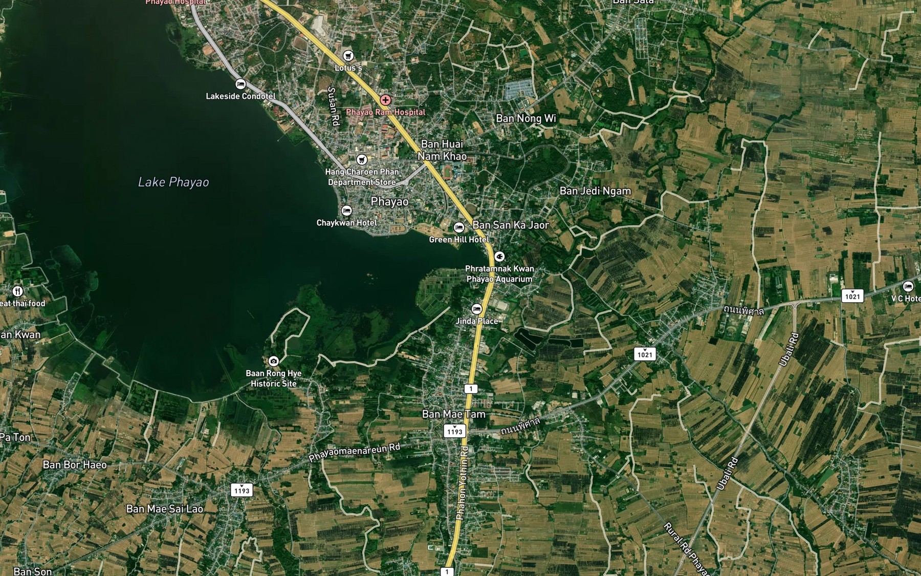 Satellite map of the Nam Mae Tam