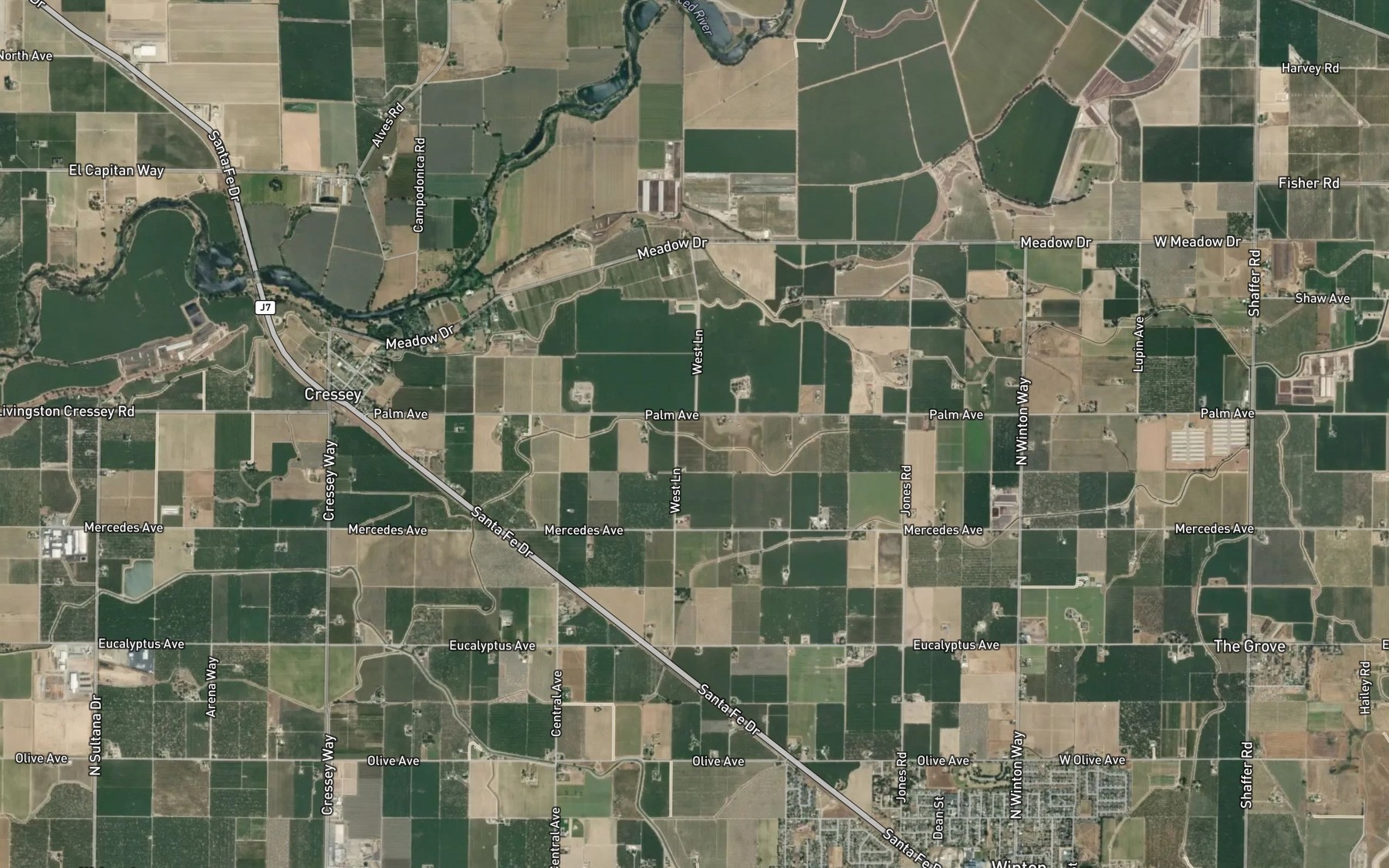 Satellite map of the Cressey Lateral
