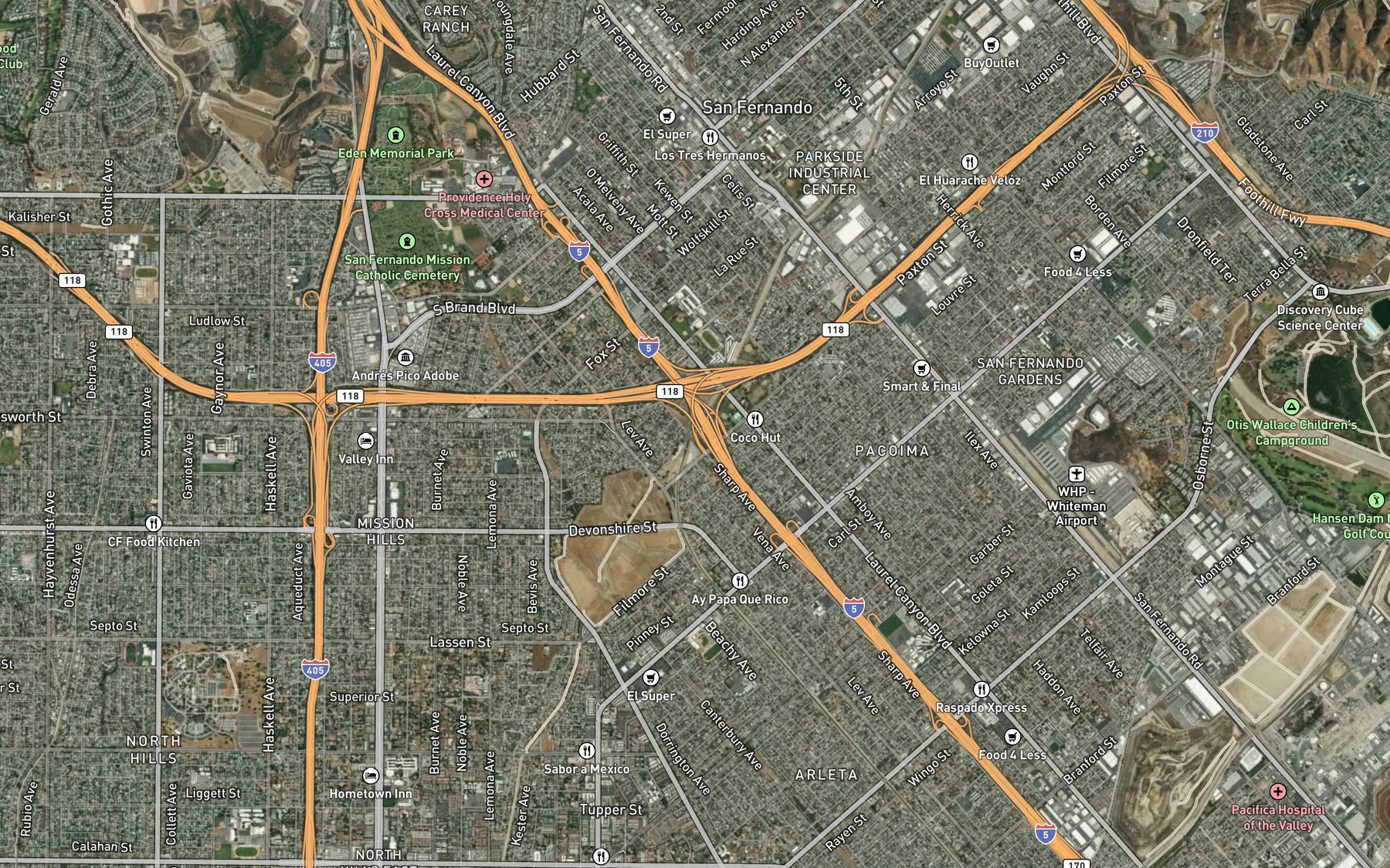 Satellite map of the East Canyon Channel