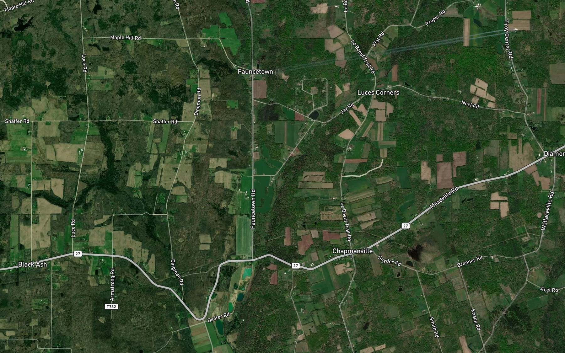 Satellite map of the East Branch Sugar Creek