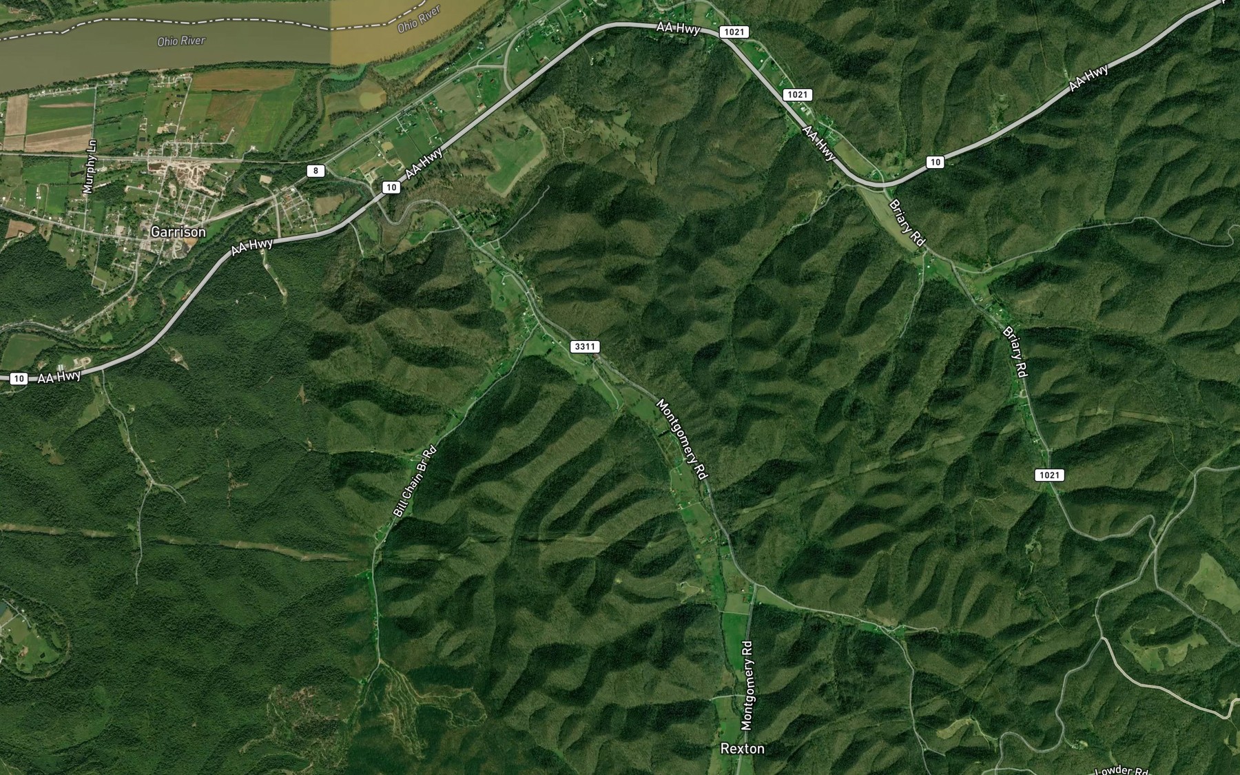 Satellite map of the Little Iller Branch