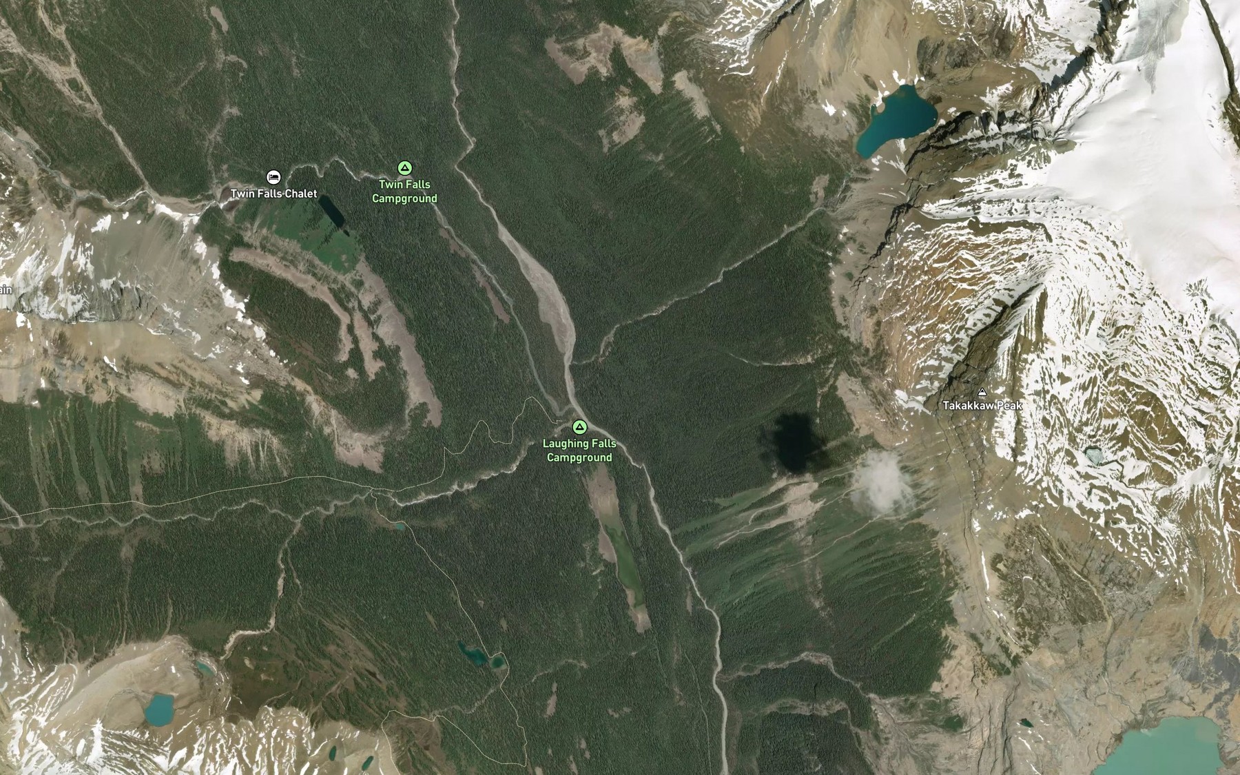 Satellite map of the Twin Falls Creek