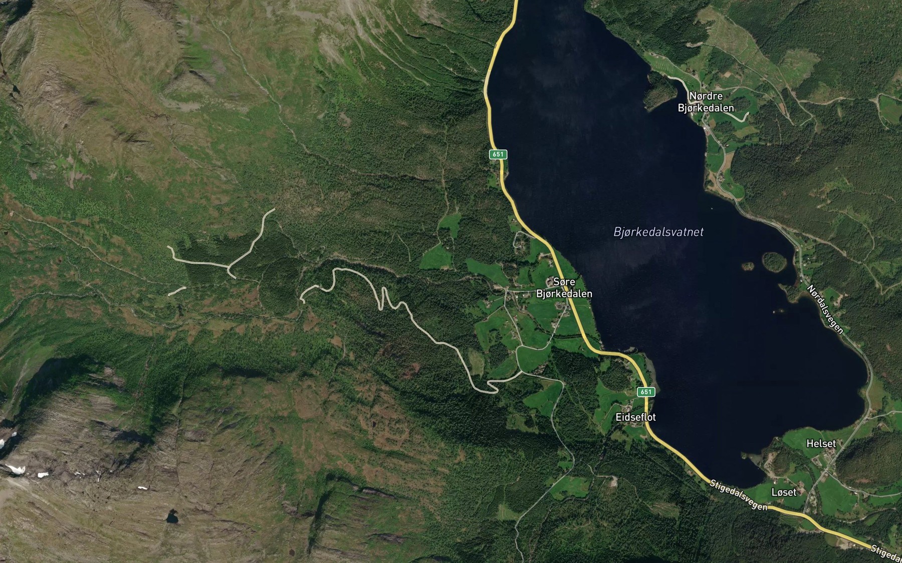 Satellite map of the Laurdalselva
