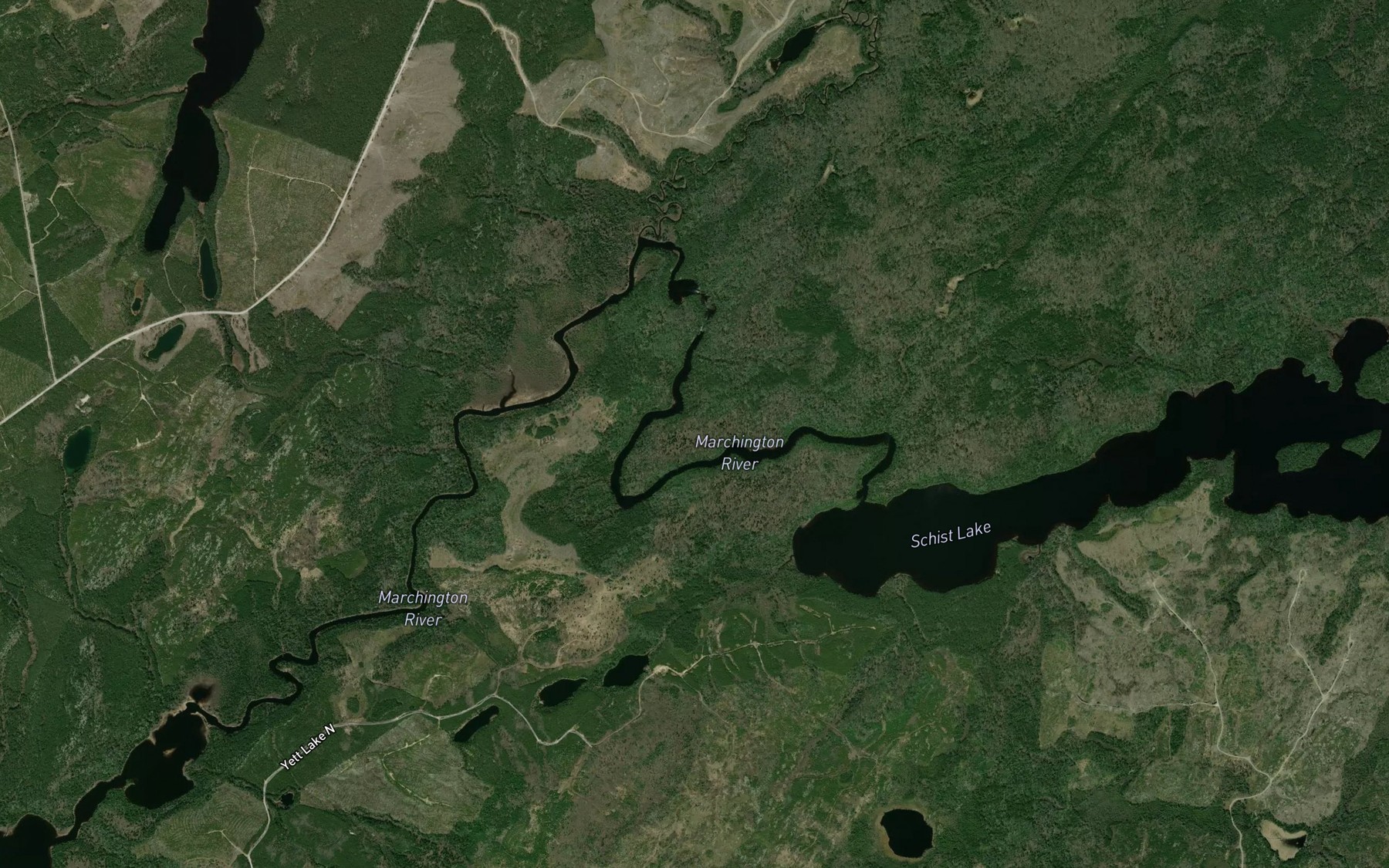 Satellite map of the Runway Creek
