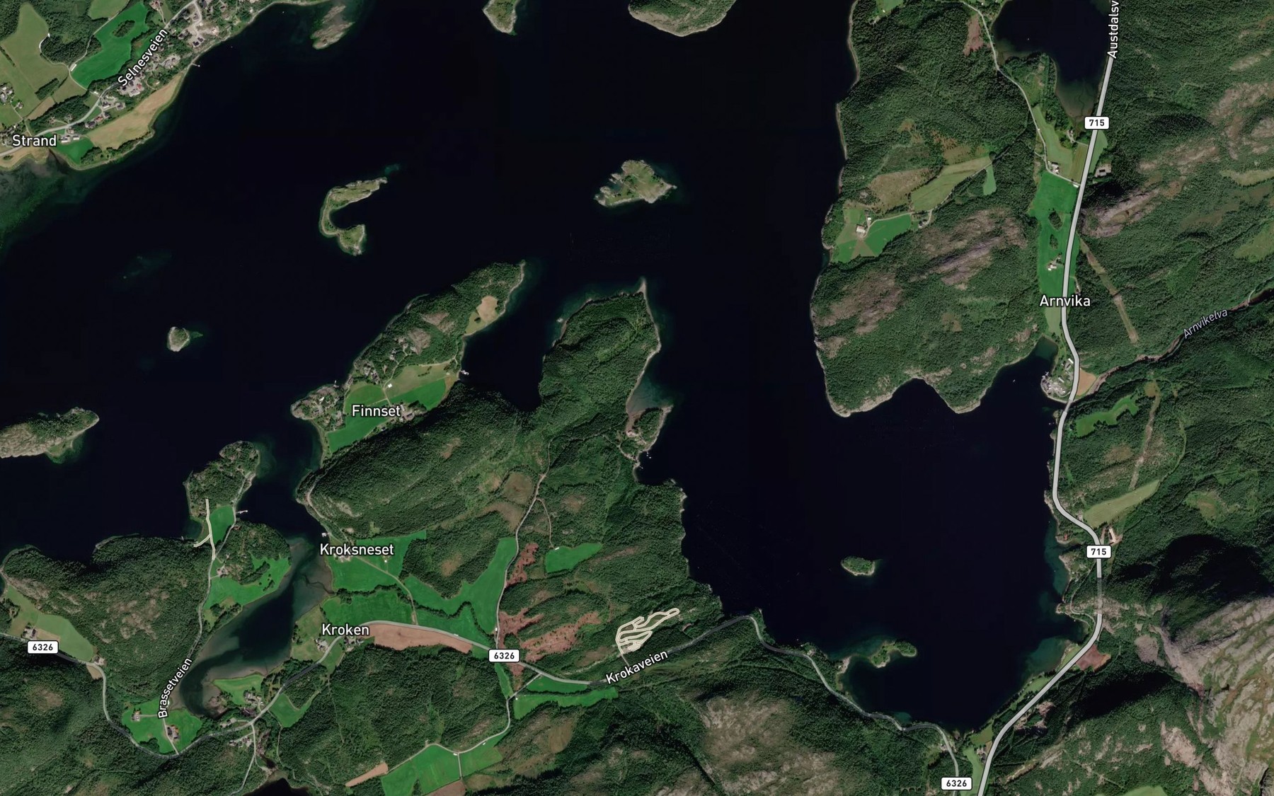 Satellite map of the Breivika