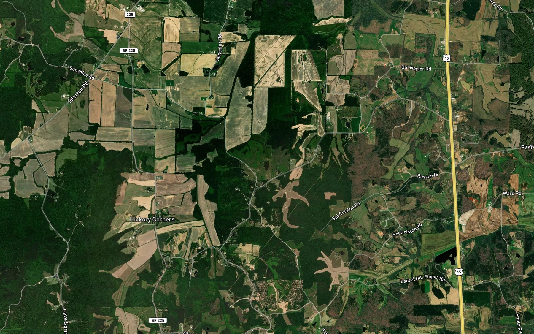 Satellite map of the Thomas Lake