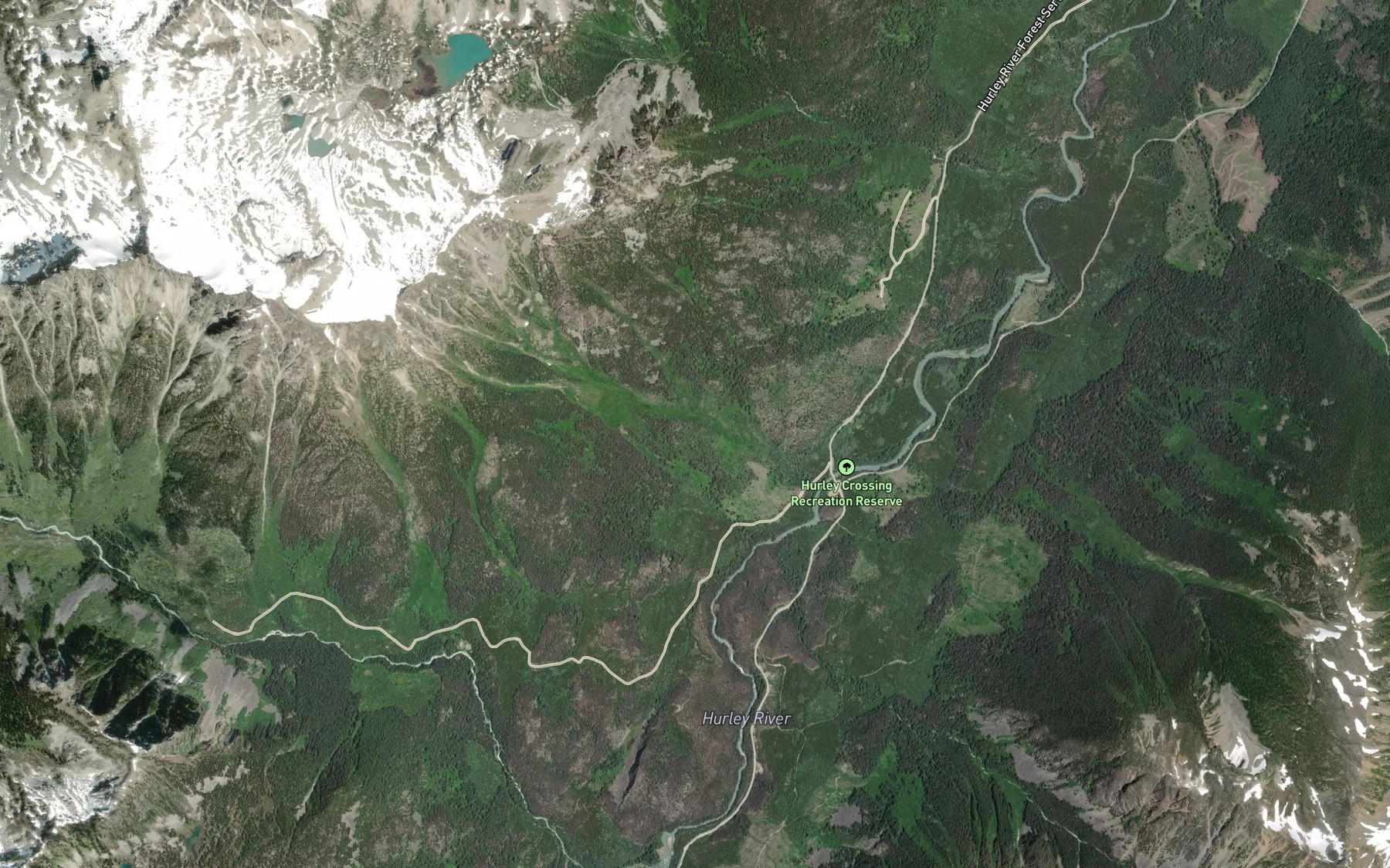 Satellite map of the Waterfalls Creek