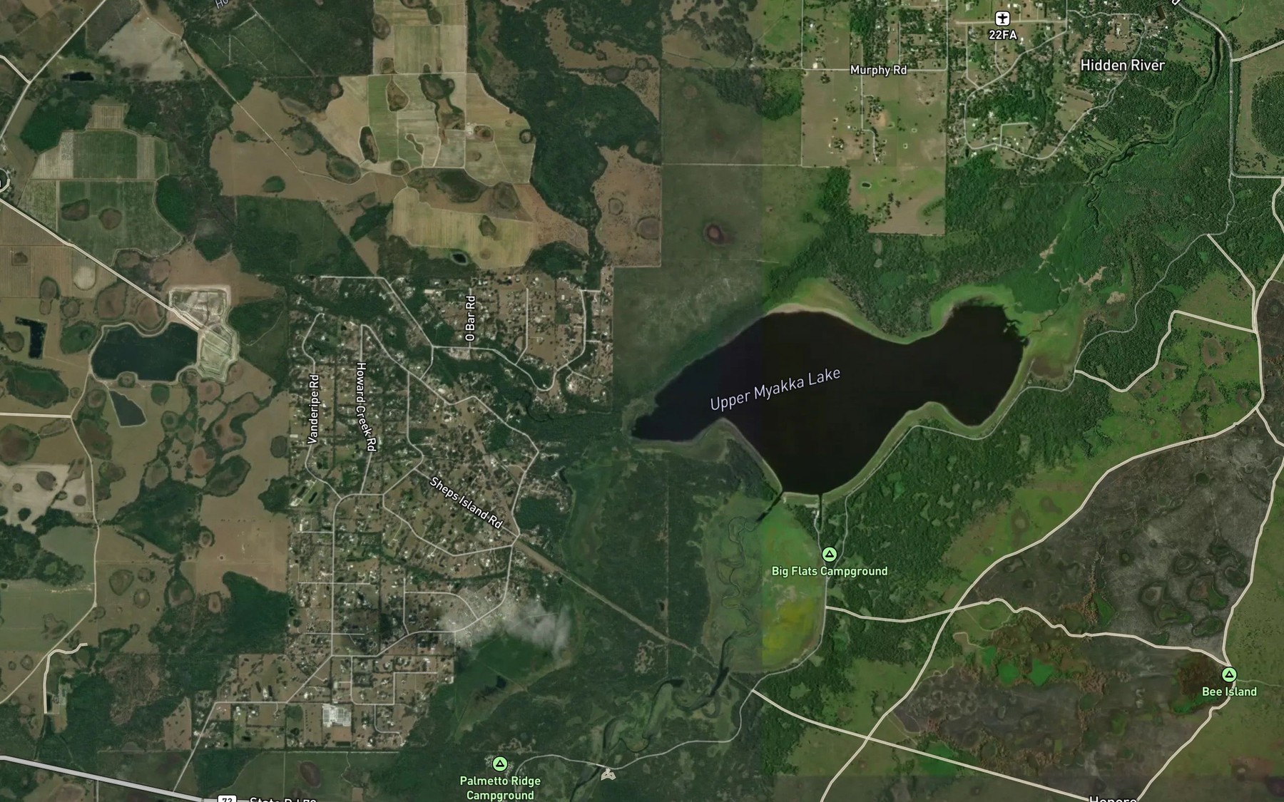 Satellite map of the Howard Creek