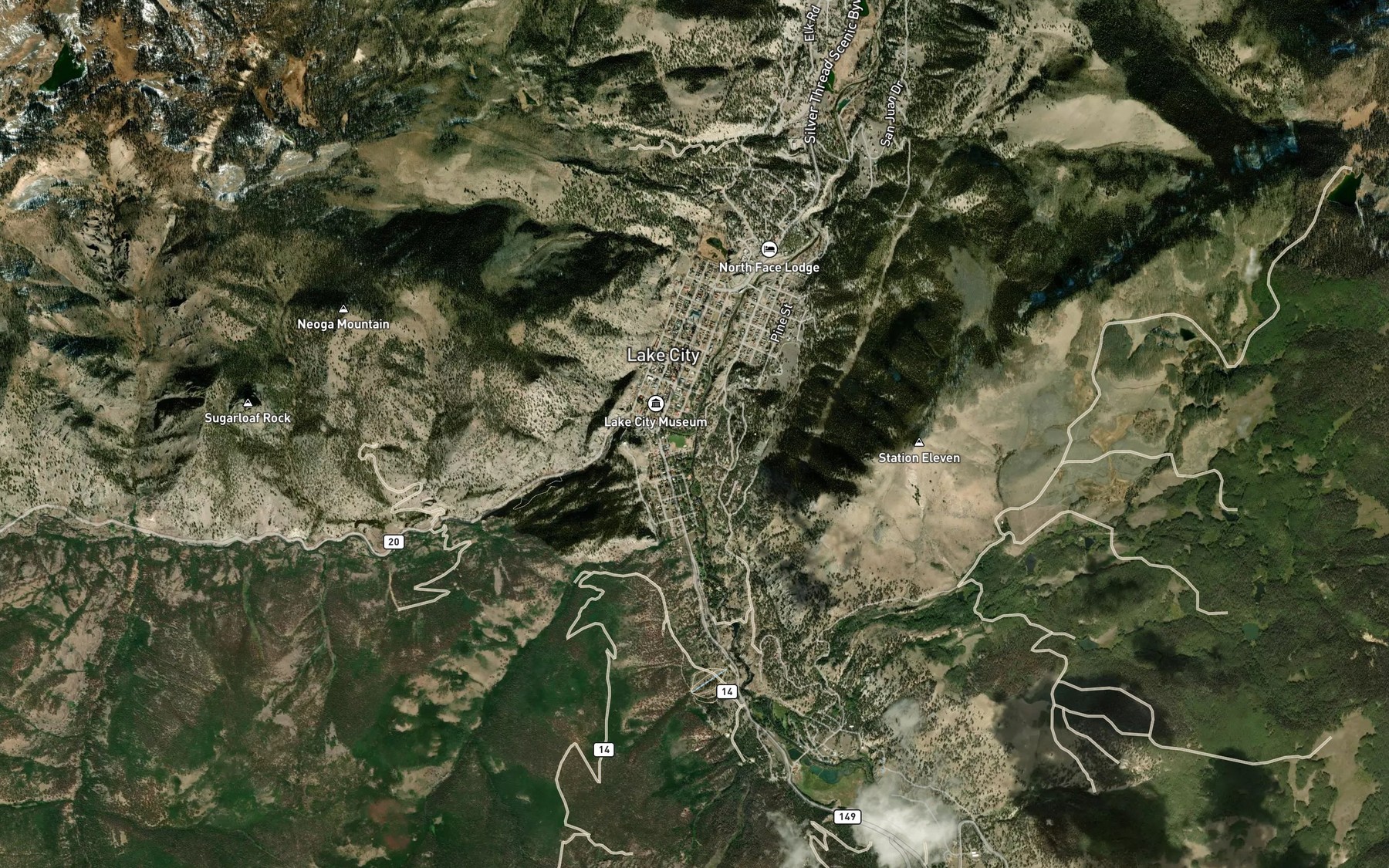 Satellite map of the Henson Creek