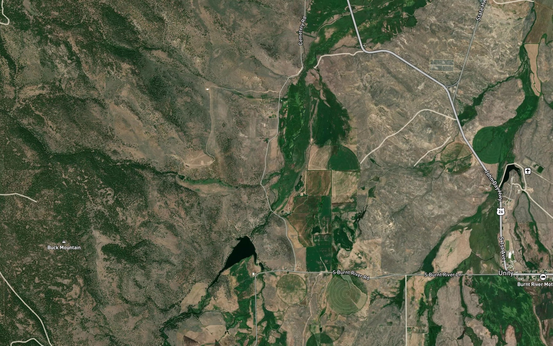 Satellite map of the Pole Creek