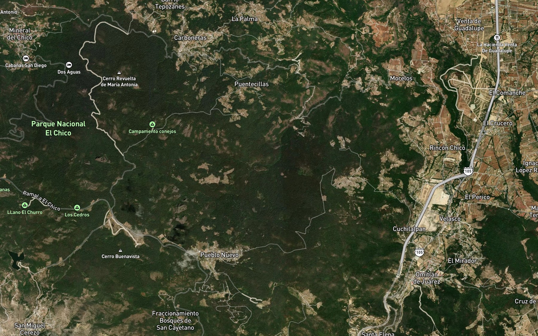 Satellite map of the Los Cedros