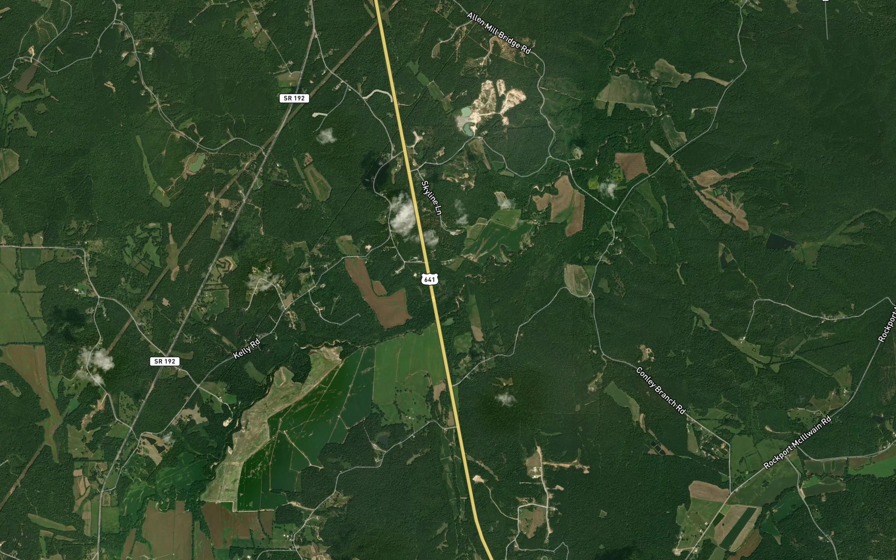 Satellite map of the Baggett Branch