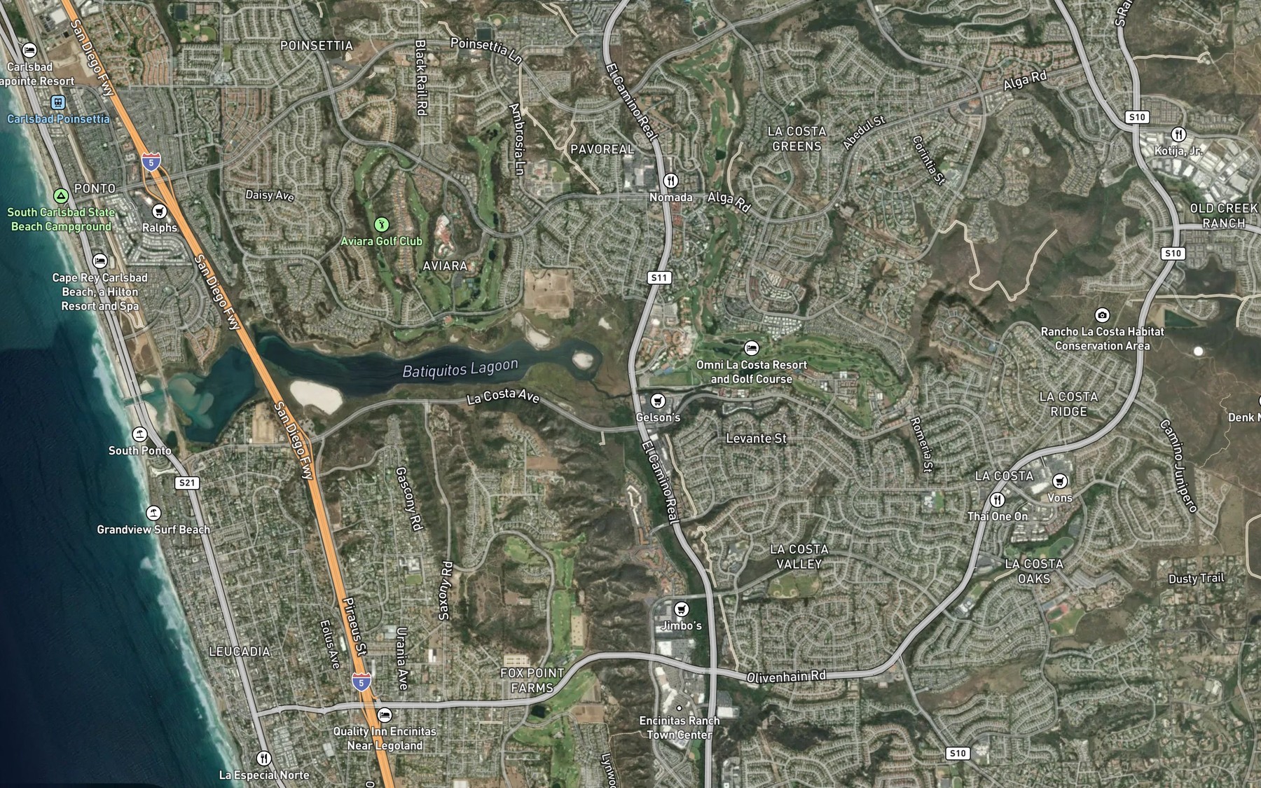 Satellite map of the Encinitas Creek
