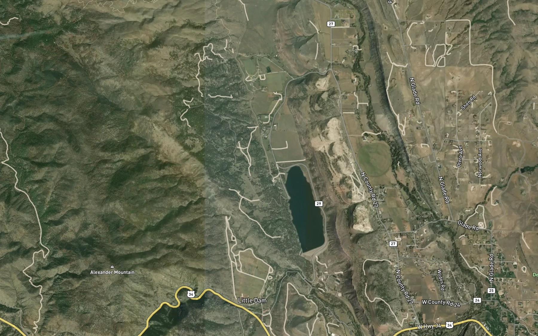 Satellite map of the Horsetooth Supply Canal