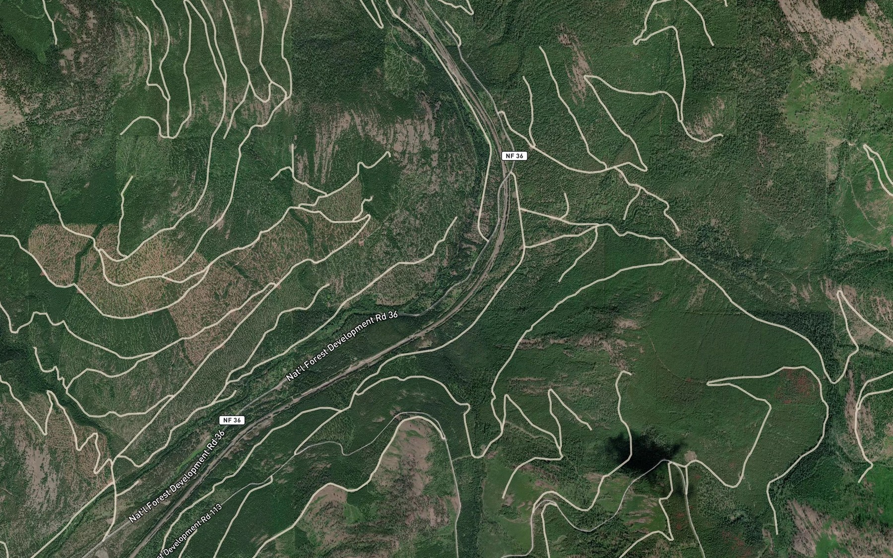 Satellite map of the Brush Creek