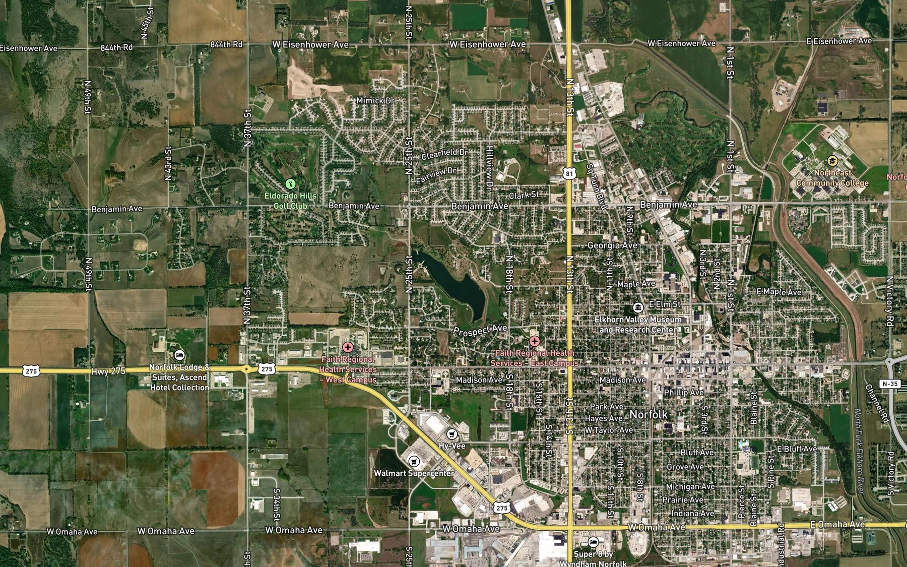 Satellite map of the Skyview Lake