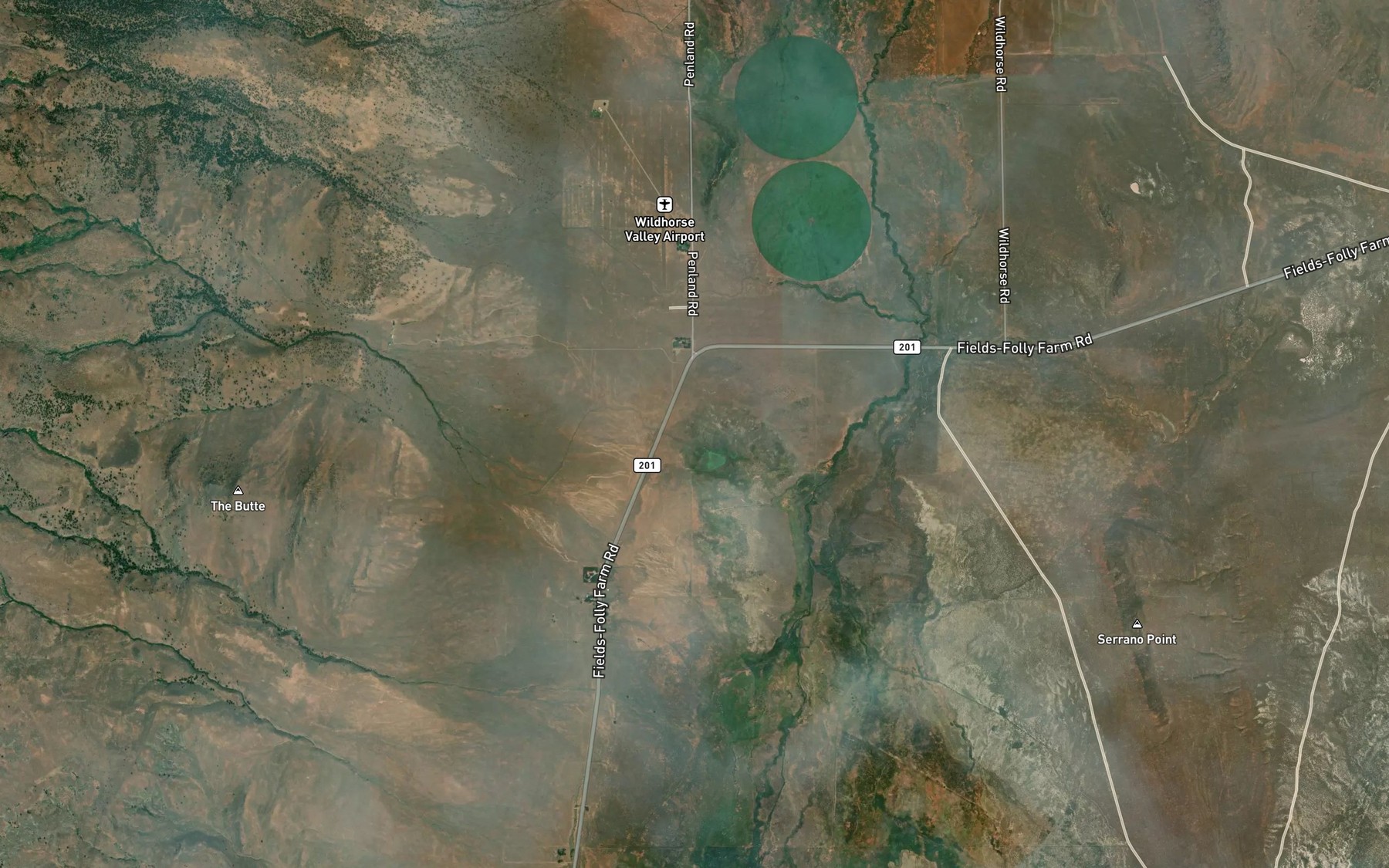 Satellite map of the Wilson Creek