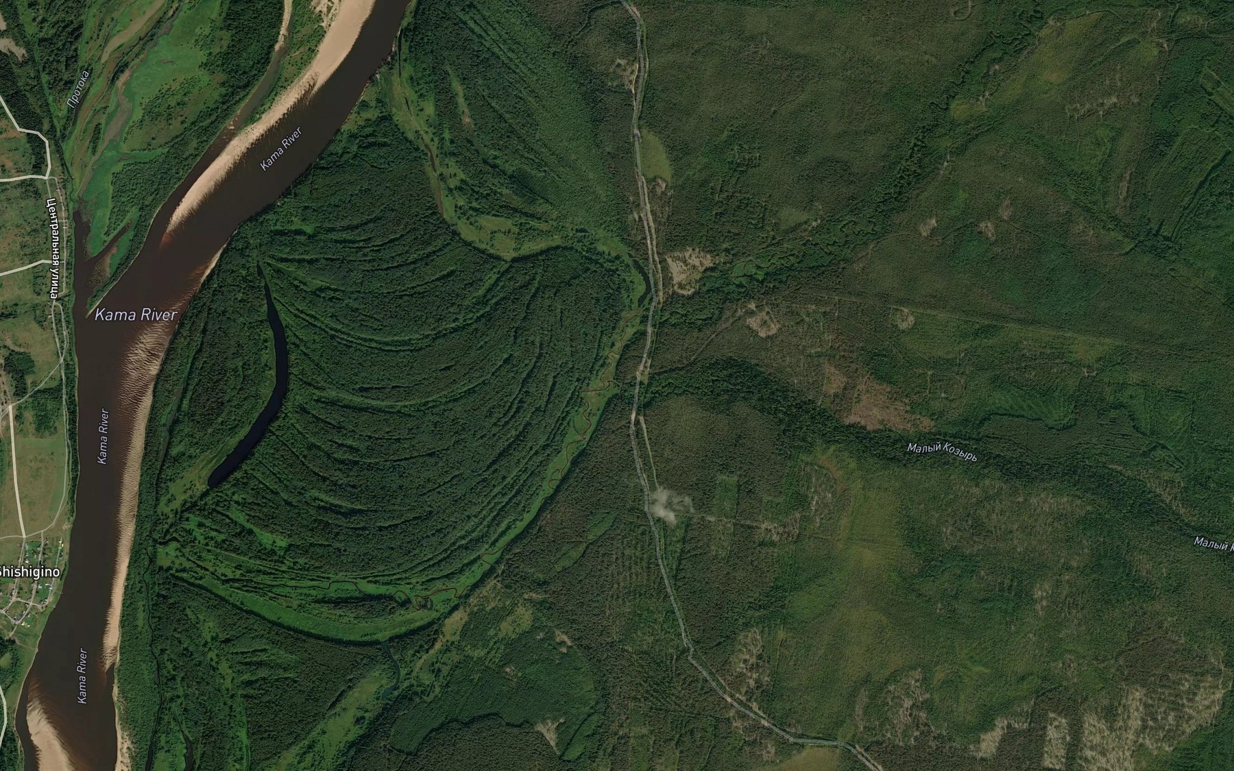 Satellite map of the Malaya Kozyr'