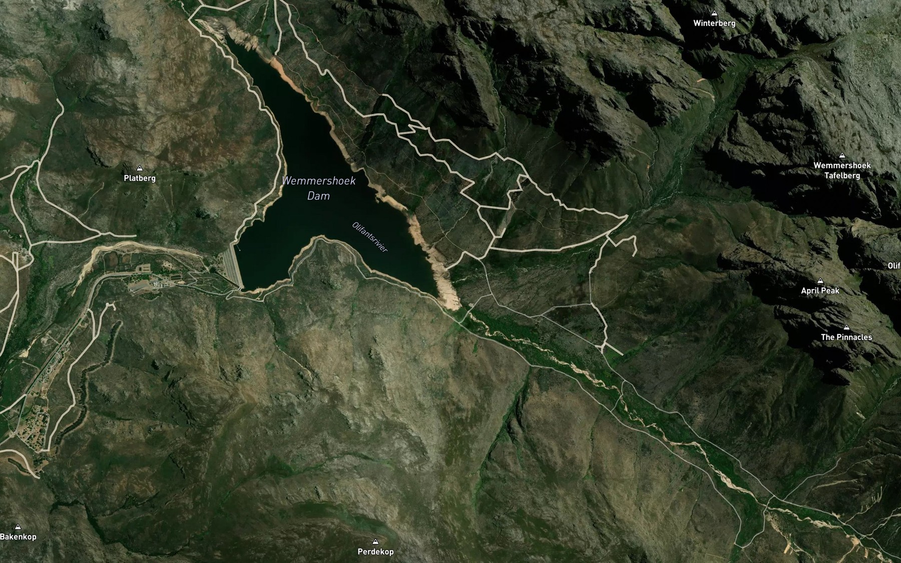 Satellite map of the Tierkloofrivier